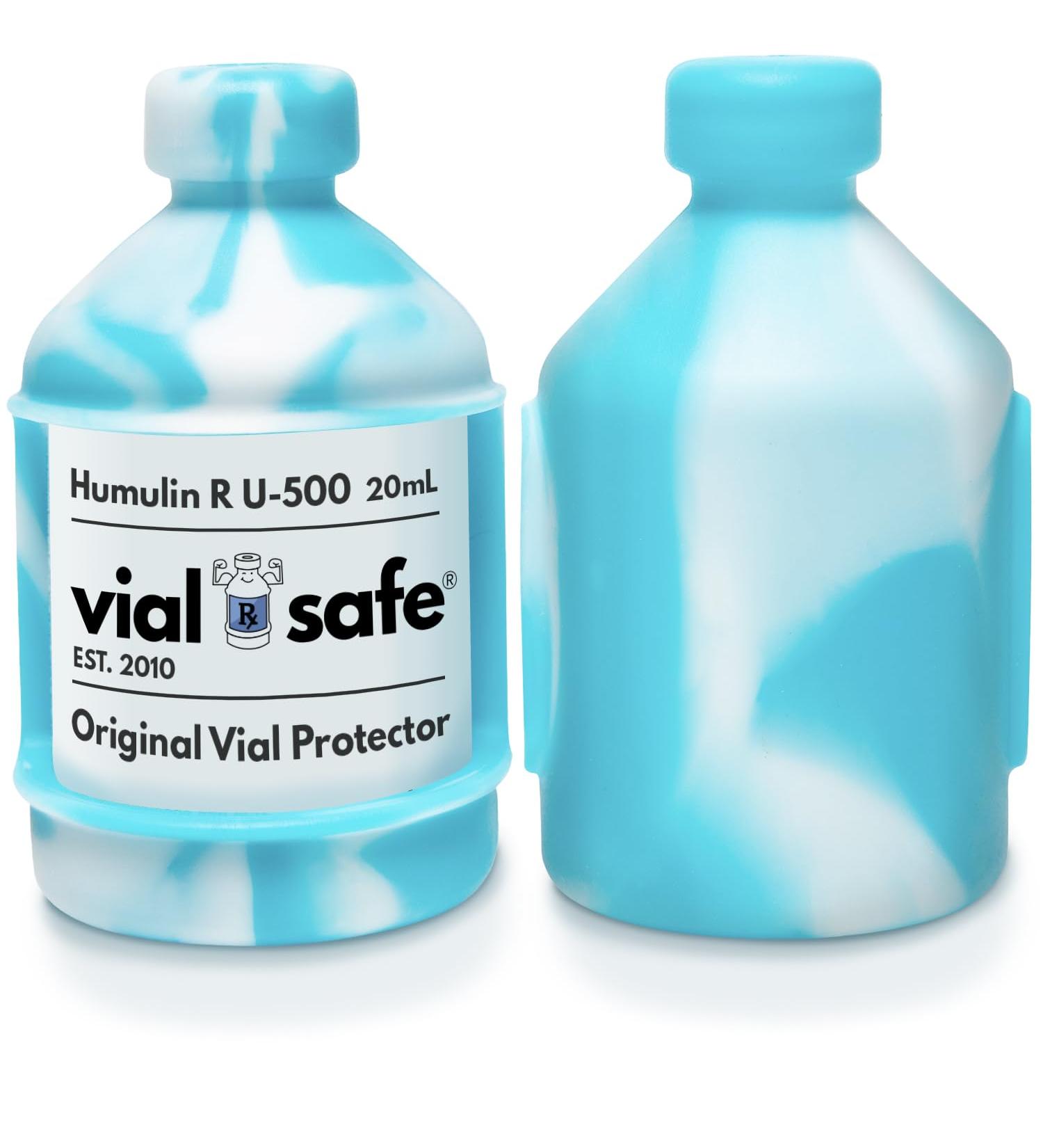 VIAL SAFE Insulin Vial Protector - Durable Silicone Case for Humulin R U-500 | 2-Pack Tie Dye Blue | Diabetes Care Essential - Buy Online on GoSupps.com