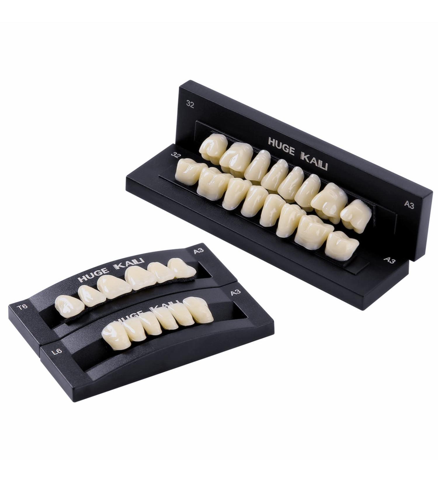 Dental Acrylic Resin False Teeth Set | A3/T6 Synthetic Polymer DIY Replacement Teeth - 28 Pcs/Set for Halloween - Buy Online on GoSupps.com