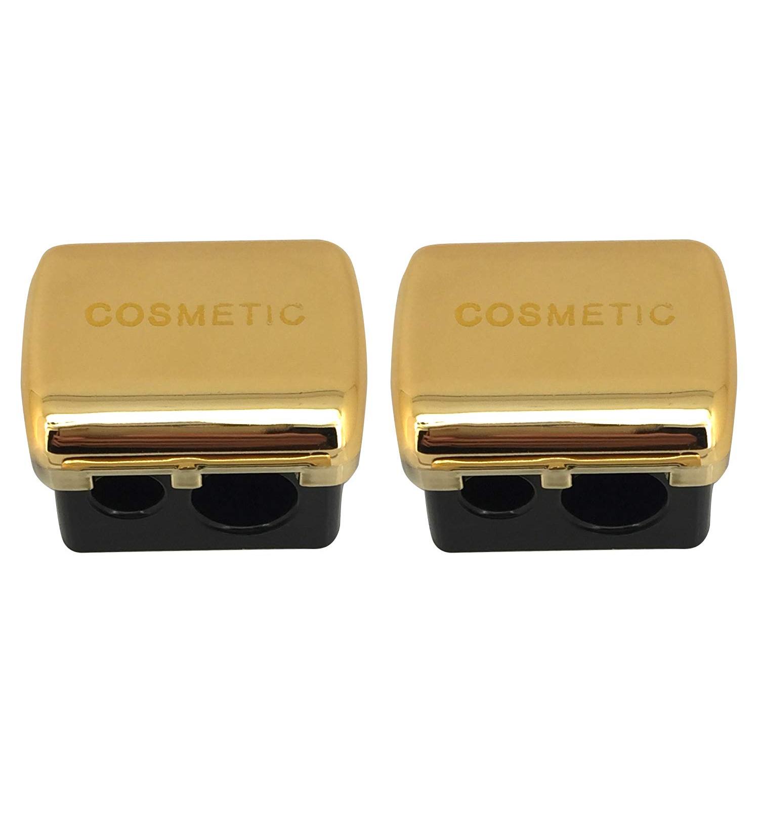 JOSALINAS Dual Makeup Sharpener (2 pack) - Perfect for Eyebrow and Eyeliner Pencils - Golden Finish - Buy Online on GoSupps.com