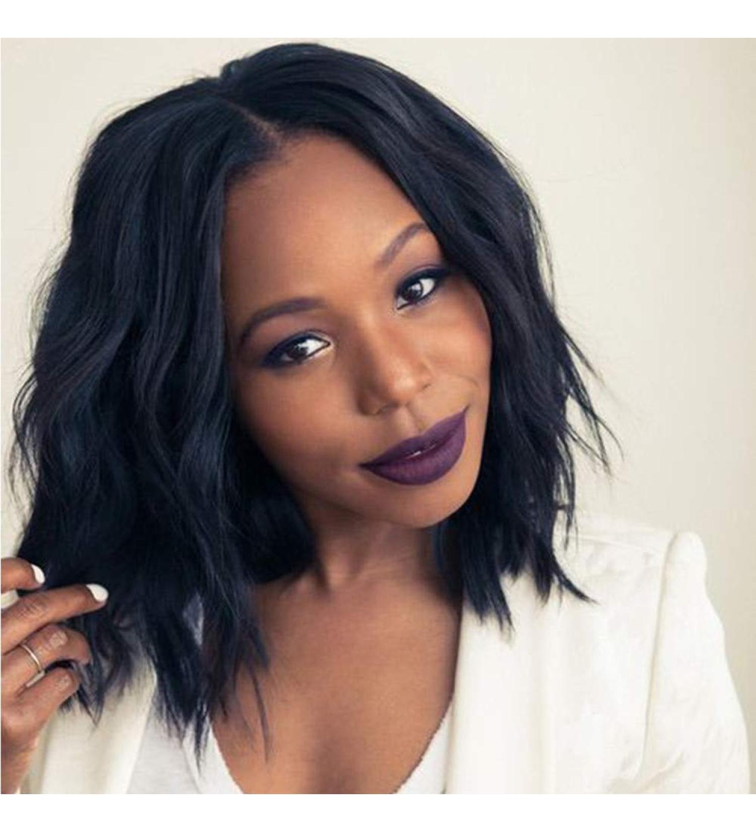 Rosennie Short Wavy Bobo Lace Wig for Black Women - Curly Afro Kinky Side Part Human Hair Wig - Buy Online on GoSupps.com