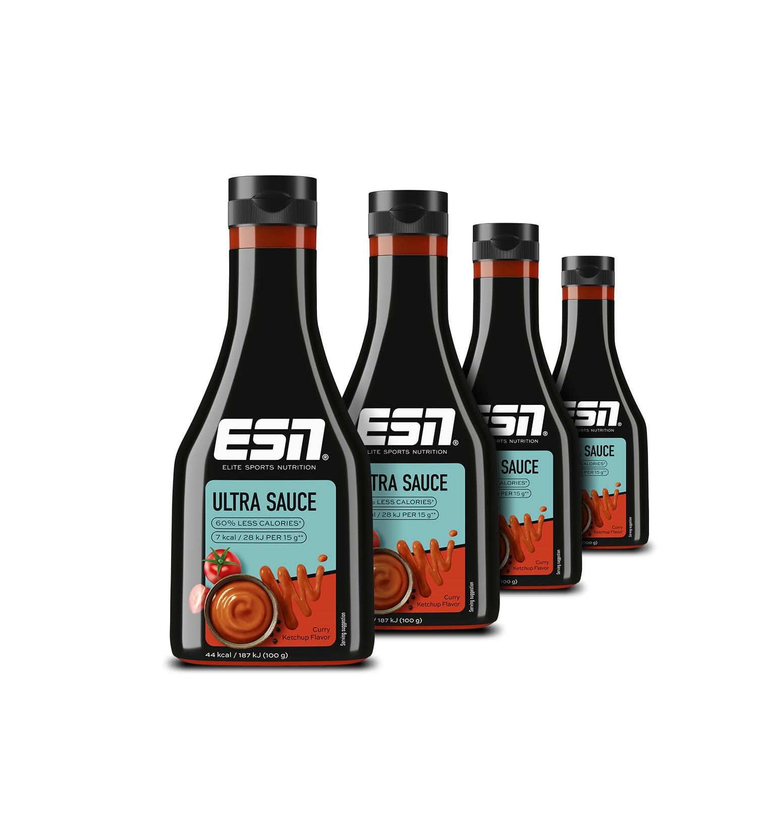 ESN premium ultra sauce curry ketchup 4 x 285 ml ideal sauce for diet and conscious nutrition tested quality - made in germany 4 x curry ketchup