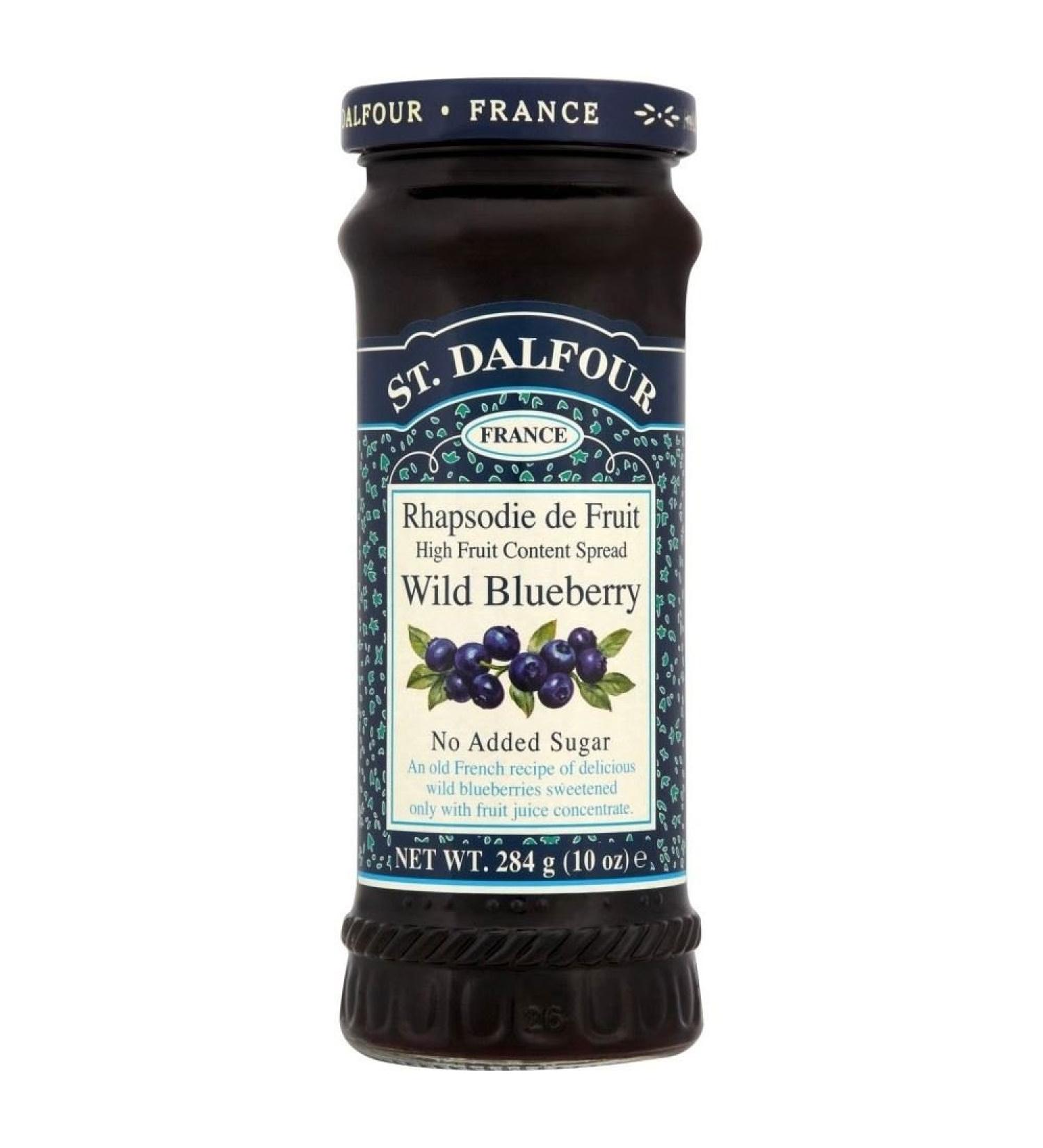 St. Dalfour Sauvage Diffusion Blueberry Jam No Added Sugar (284 g) Pack of 2