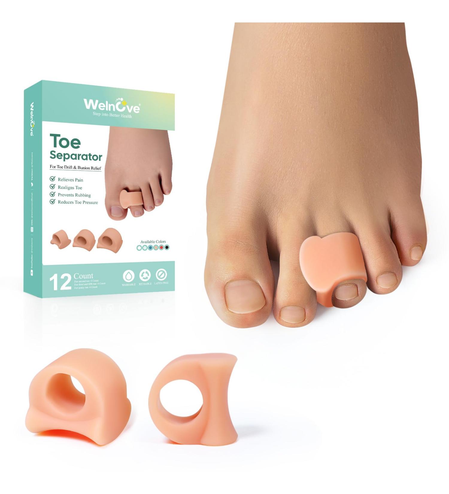 Buy Welnove Toe Separator for Overlapping Toes | Bunion Spacers & Hammer Toe Corrector - 6 Pack - Relieve Pressure & Realign Crooked Toes - Buy Online on GoSupps.com