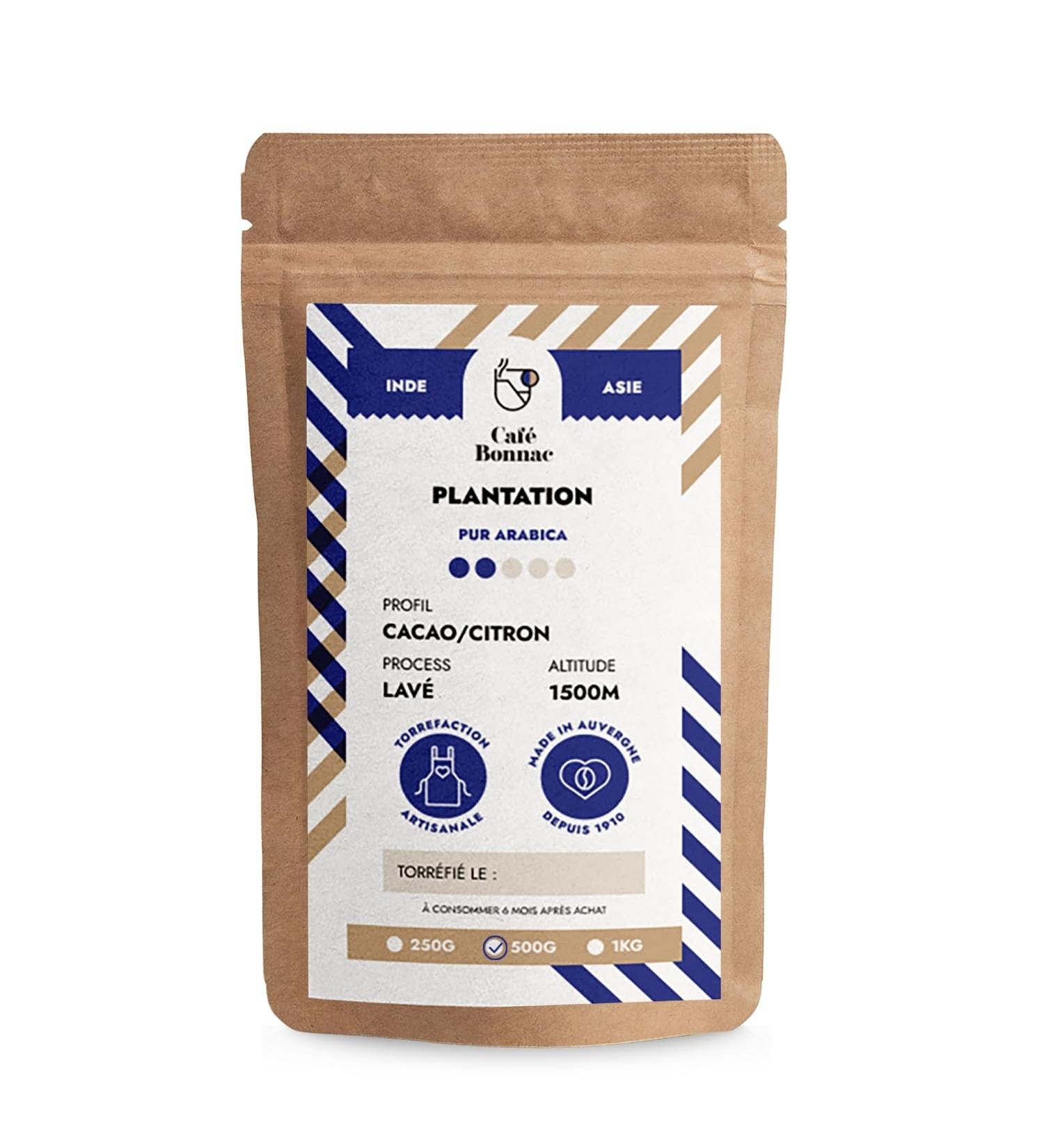 Caf Bonnac Caf En Grain Inde Plantation 500gr | 100% Arabica D altitude | Notes De C dre pices Douces Et Chocolat Noir | Torr faction Artisanale Fran aise | Id al Machine Caf Grain 1 500 g (Lot de 1) - Buy Online on GoSupps.com