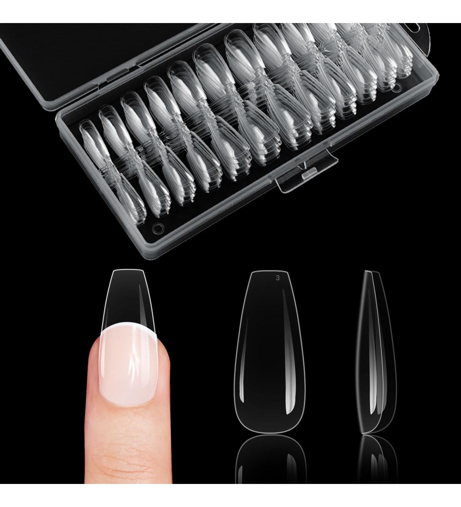 Short T-Shaped Nail Tips - 120 Pieces Soft Gel Extensions | Clear Square Acrylic Nails for Women - 12 Sizes Available - Buy Online on GoSupps.com