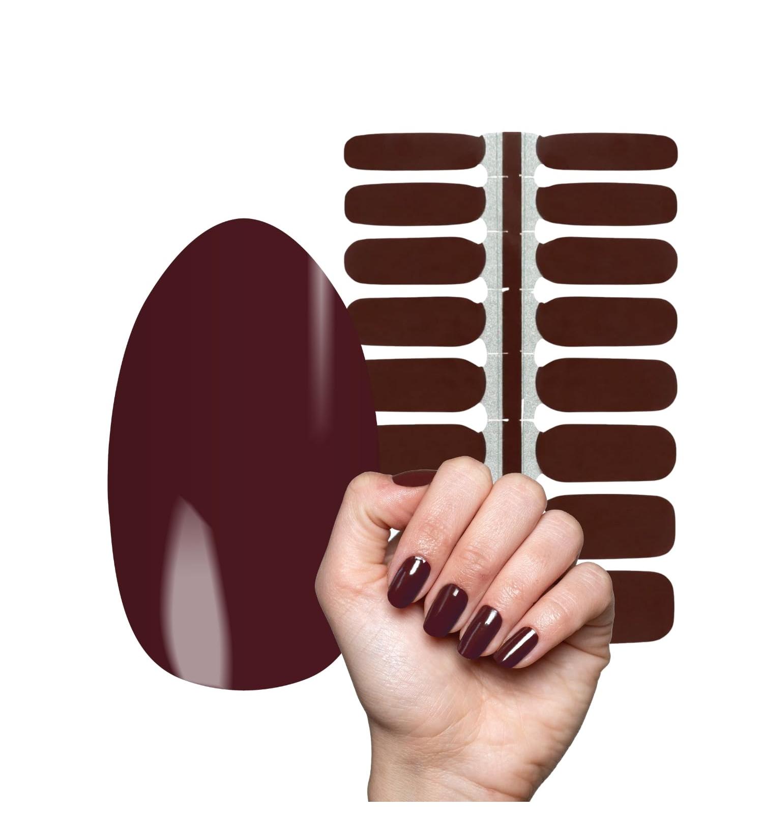 Ultra-Thin Dark Brown Nail Foils | 16 Self-Adhesive Nail Polish Strips for All Nail Types | Premium Nail Art Wraps - Buy Online on GoSupps.com