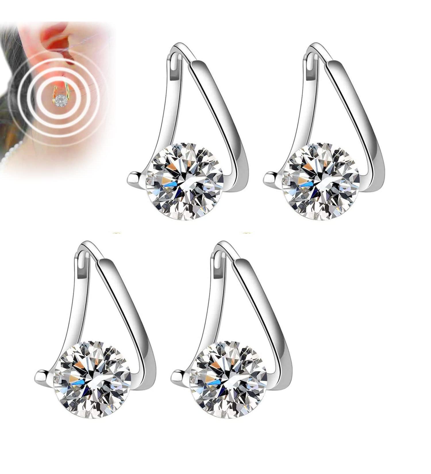 2pair Halolux Lymphvity Germanium Earrings Lymphvity Magnetherapy Germanium Earrings for Weight Loss Lymphatic Drainage Earrings Magnetic Therapy Ring Silver - Buy Online on GoSupps.com