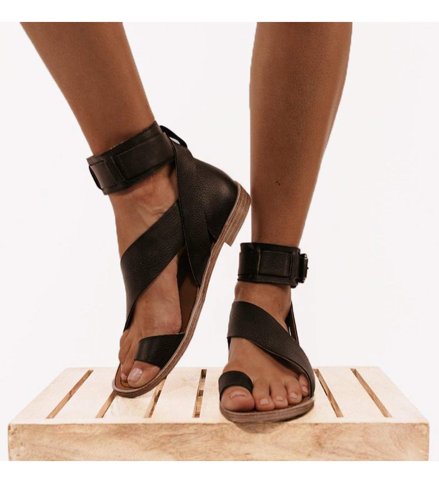 Creev Women's Sandals - Summer Beach Shoes Retro Flat Sole Roman Sandals Comfortable Casual Fashion for Women 01 40 (3 36 EU) 2 36 EU - Buy Online on GoSupps.com