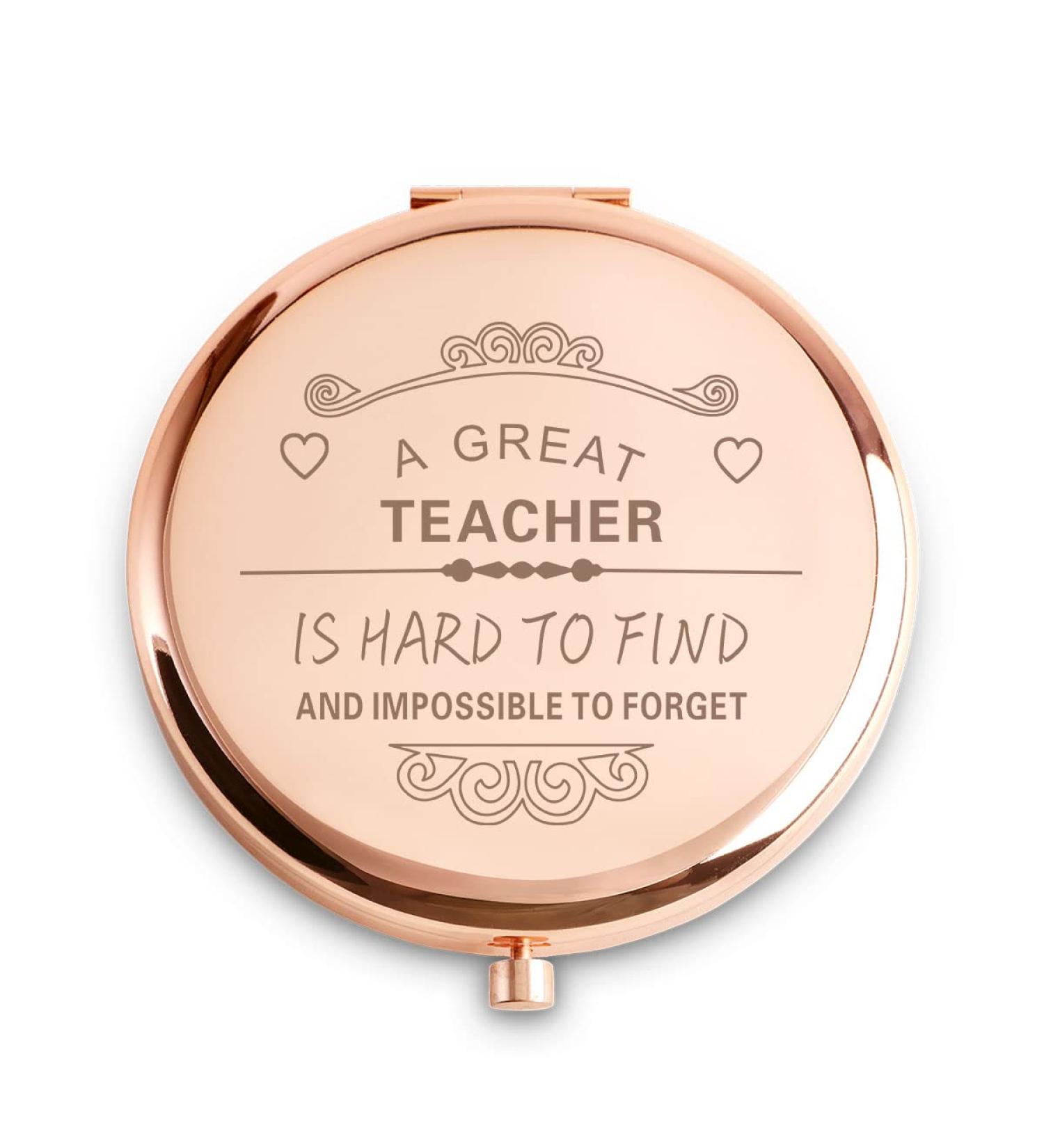 COYOAL Personalized Engraved Compact Mirror - Unique Teacher Appreciation Gift with Sentimental Quotes - Ideal Mothers Day & Birthday Gift for Best Teacher - From Students - Rose Theme - Buy Online on GoSupps.com