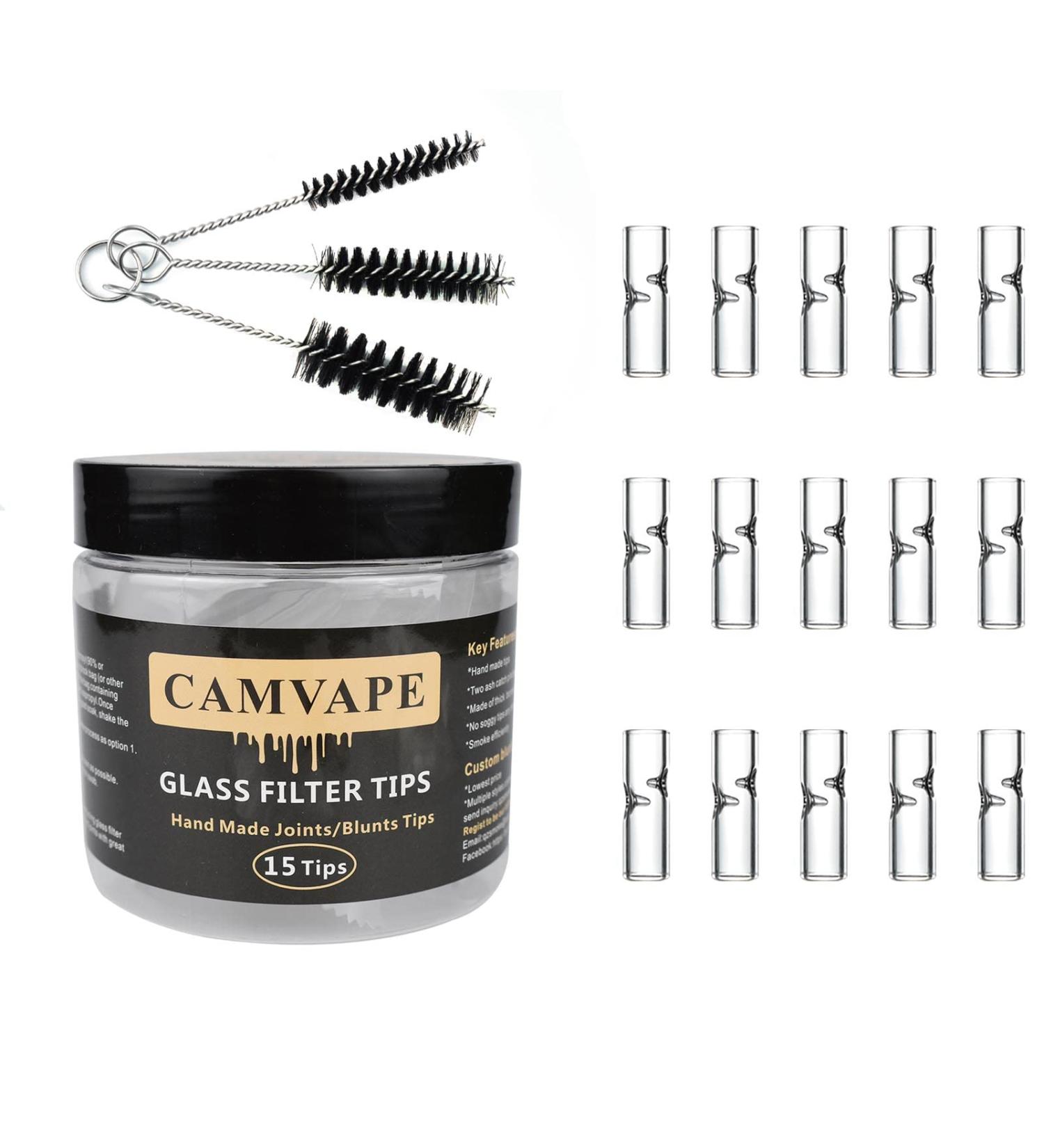 15 Pack Premium Small Glass Filter Tips - Reusable Rolling Mouthpiece for Hand Rolls (8*25mm Round Mouth) - Buy Online on GoSupps.com