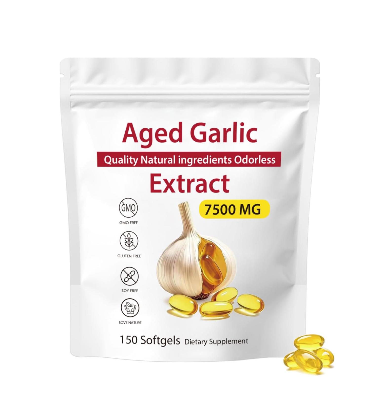 Aged Garlic Extract 7500mg Organic Garlic Capsules Supplement 150 Softgels | Org anic All-Natural Non-GMO Gluten-Free | Daily Immune for Adults (150 Capsules) 0.01 Ounce (Pack of 150) - Buy Online on GoSupps.com