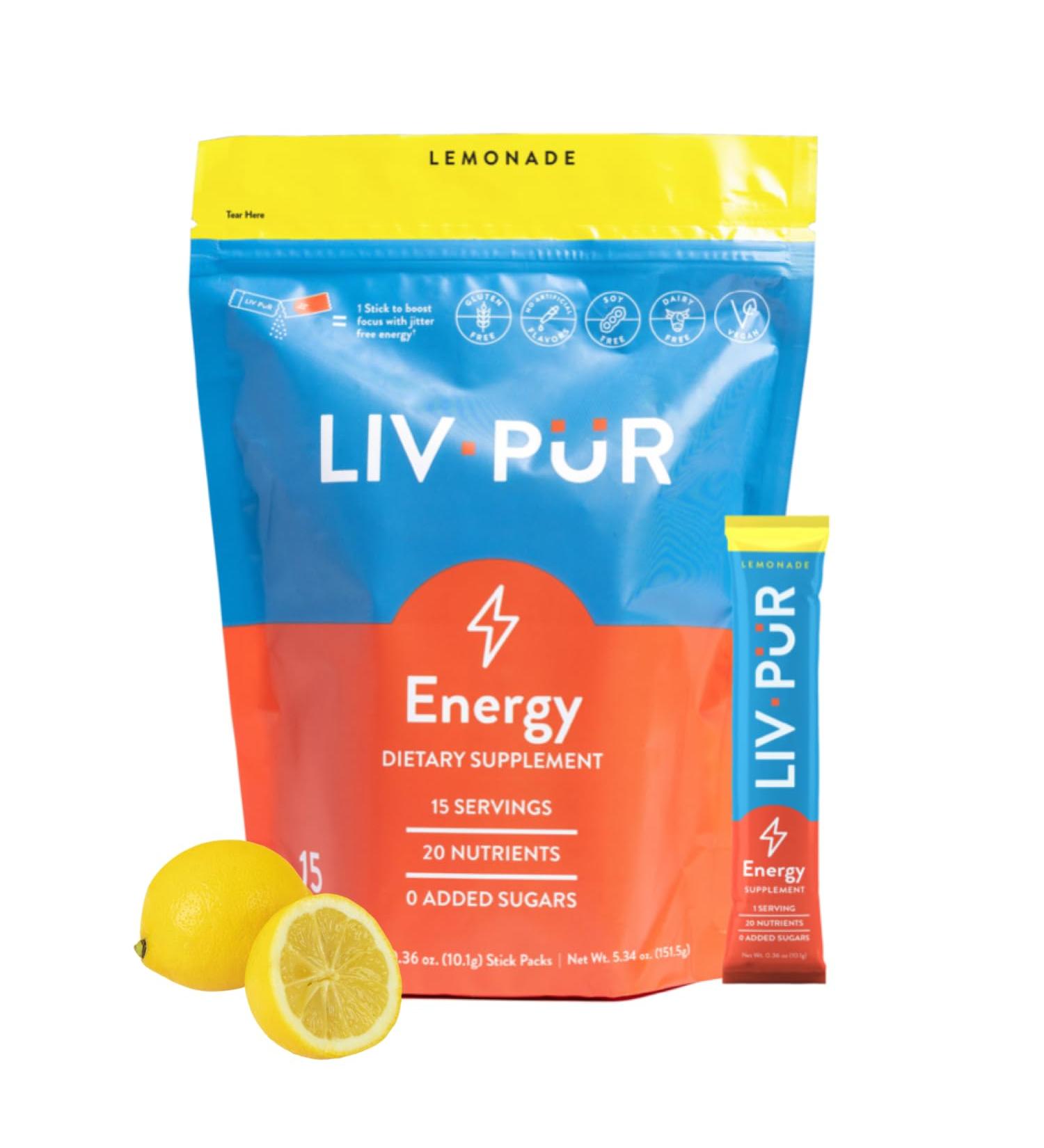 Energy Supplement Powder | Focus & Mental Clarity | Slow-Absorbing Natural Caffeine | Jitter-Free Energy | Vitamins B12 & C | NSF Certified | Lemonade Flavor | 15 Sticks - International Shipping Available - Buy Online on GoSupps.com