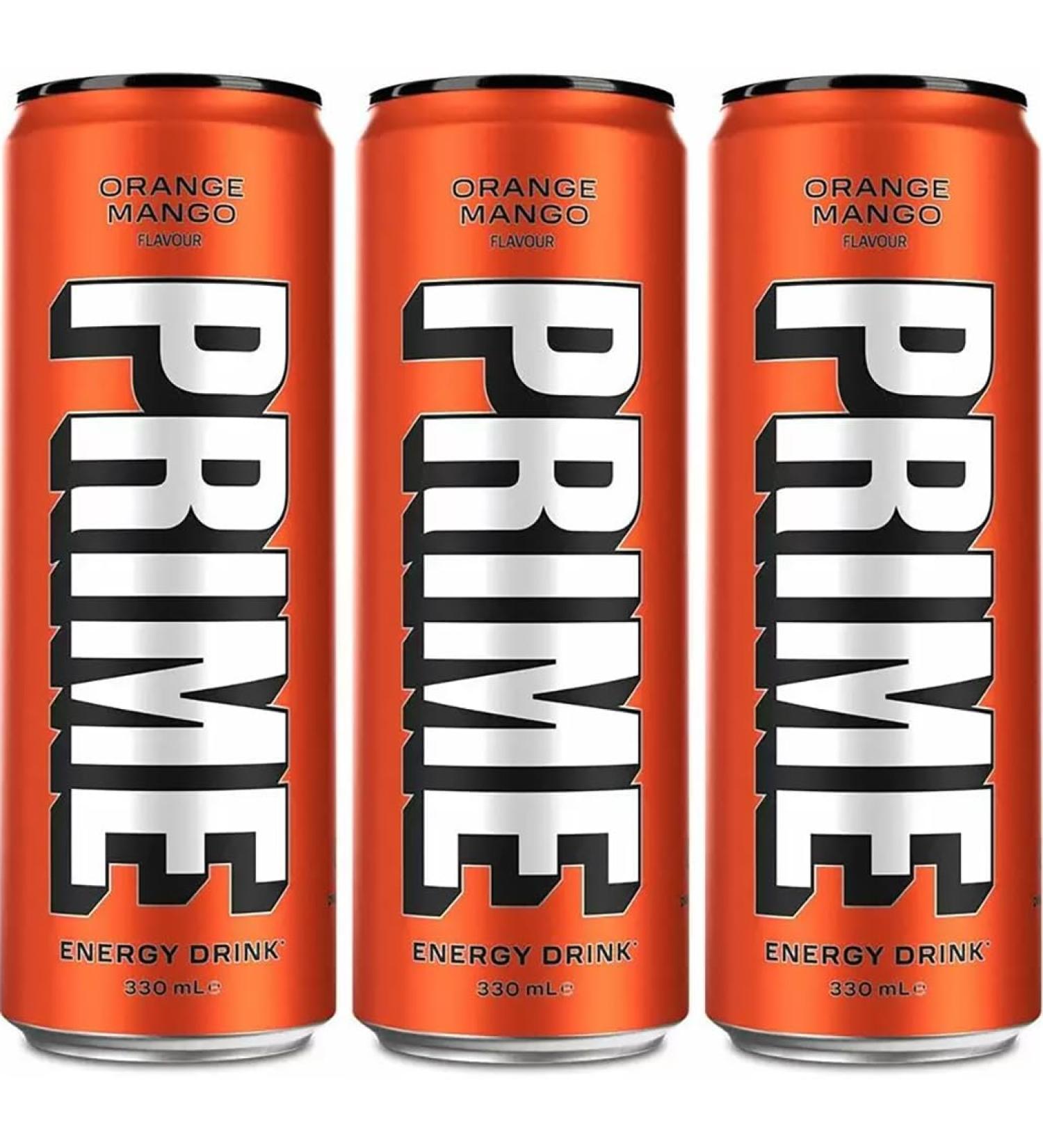Prime Energy Drink Orange Mango Can 330ml 3 Pack KSI & Logan Paul
