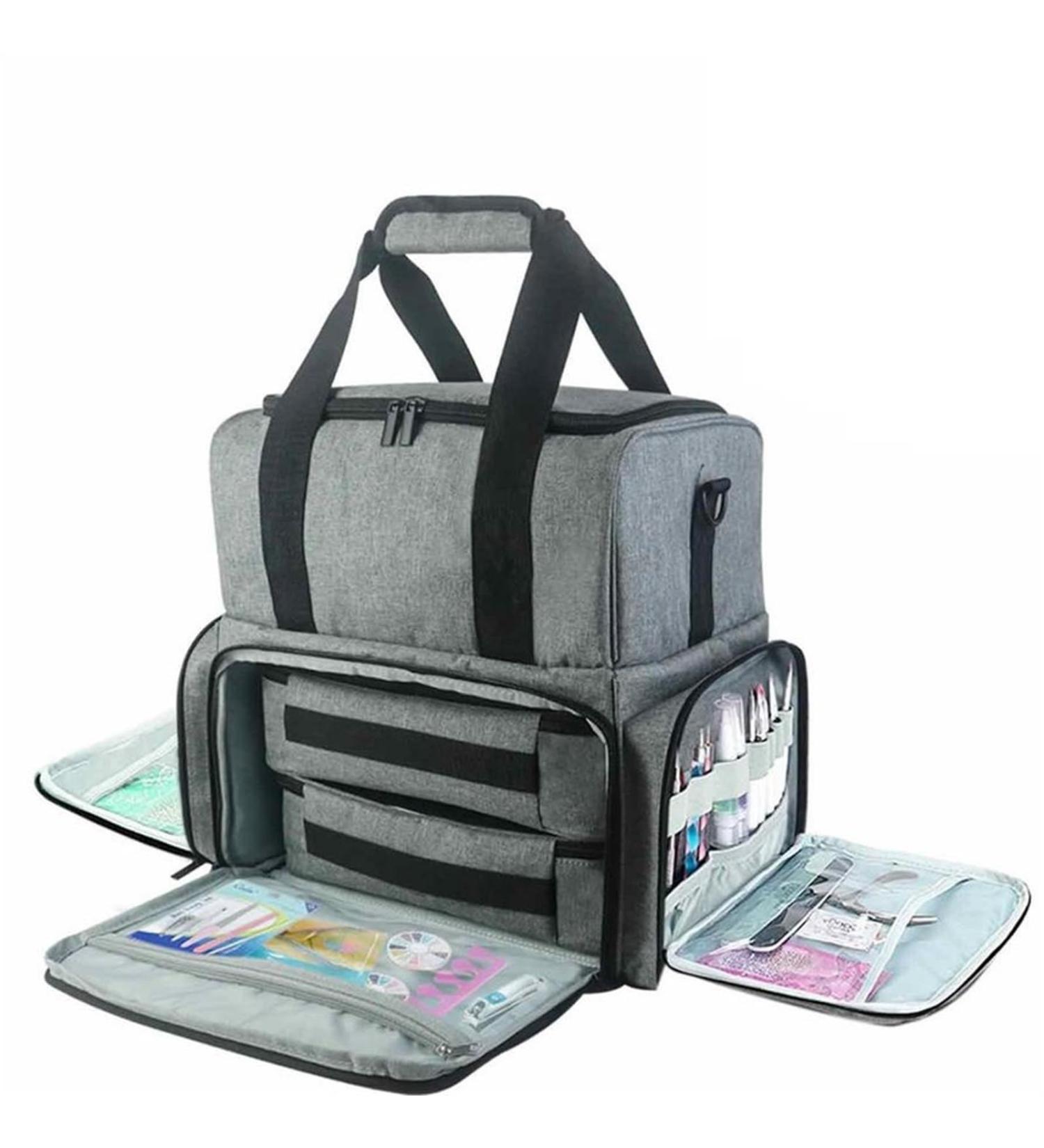 Sac Pour Vernis Semi Permanent Sac de rangement de vernis ongles organisateurs de vernis ongles et mallette de rangement porte-outils de Nail Art Double couche sac de rangement pochettes et s Gris - Buy Online on GoSupps.com