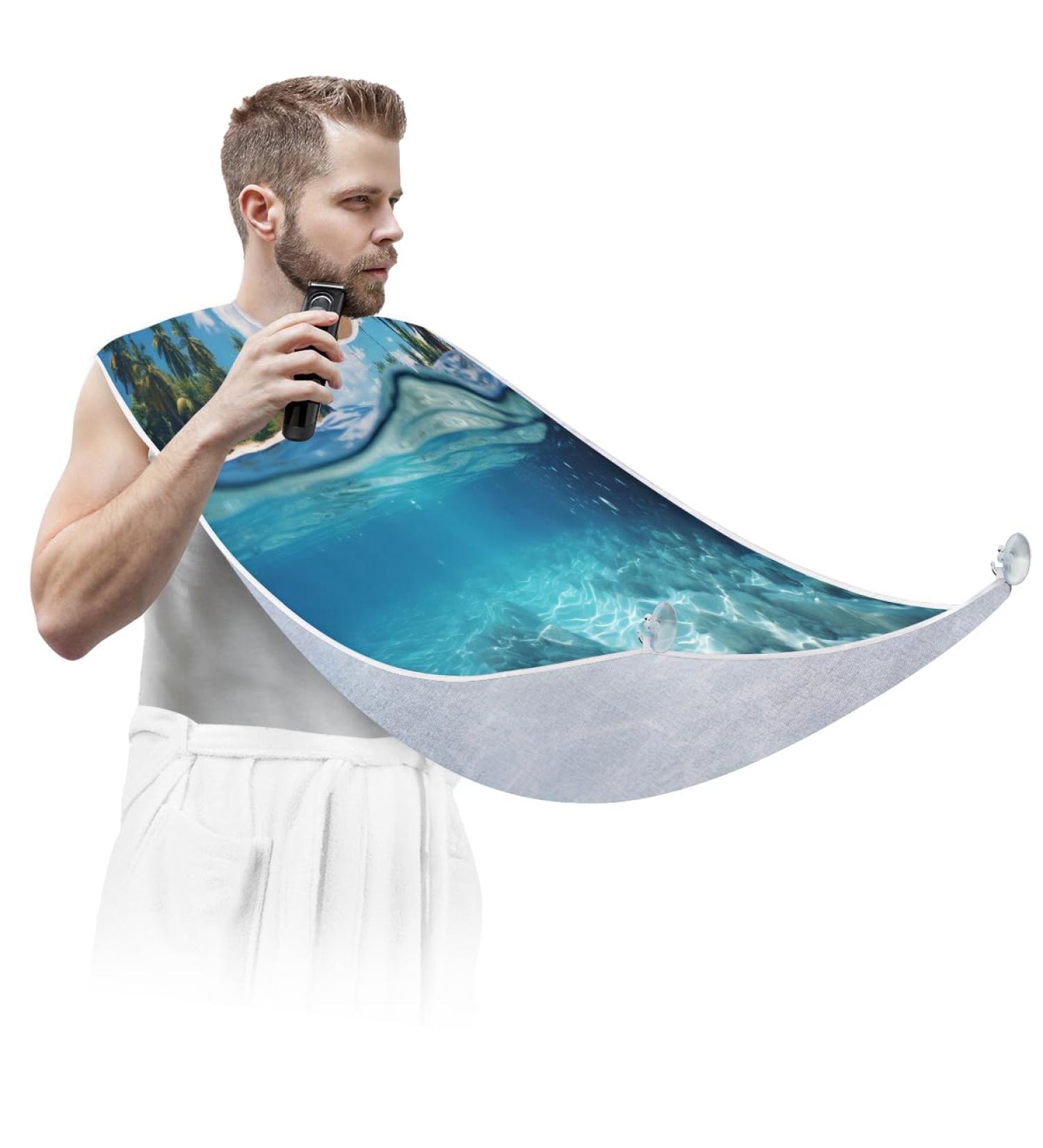Beard Bib Apron for Men | Beard Hair Catcher | Perfect Father's Day & Christmas Gift | Sea Scenery Design - Buy Online on GoSupps.com