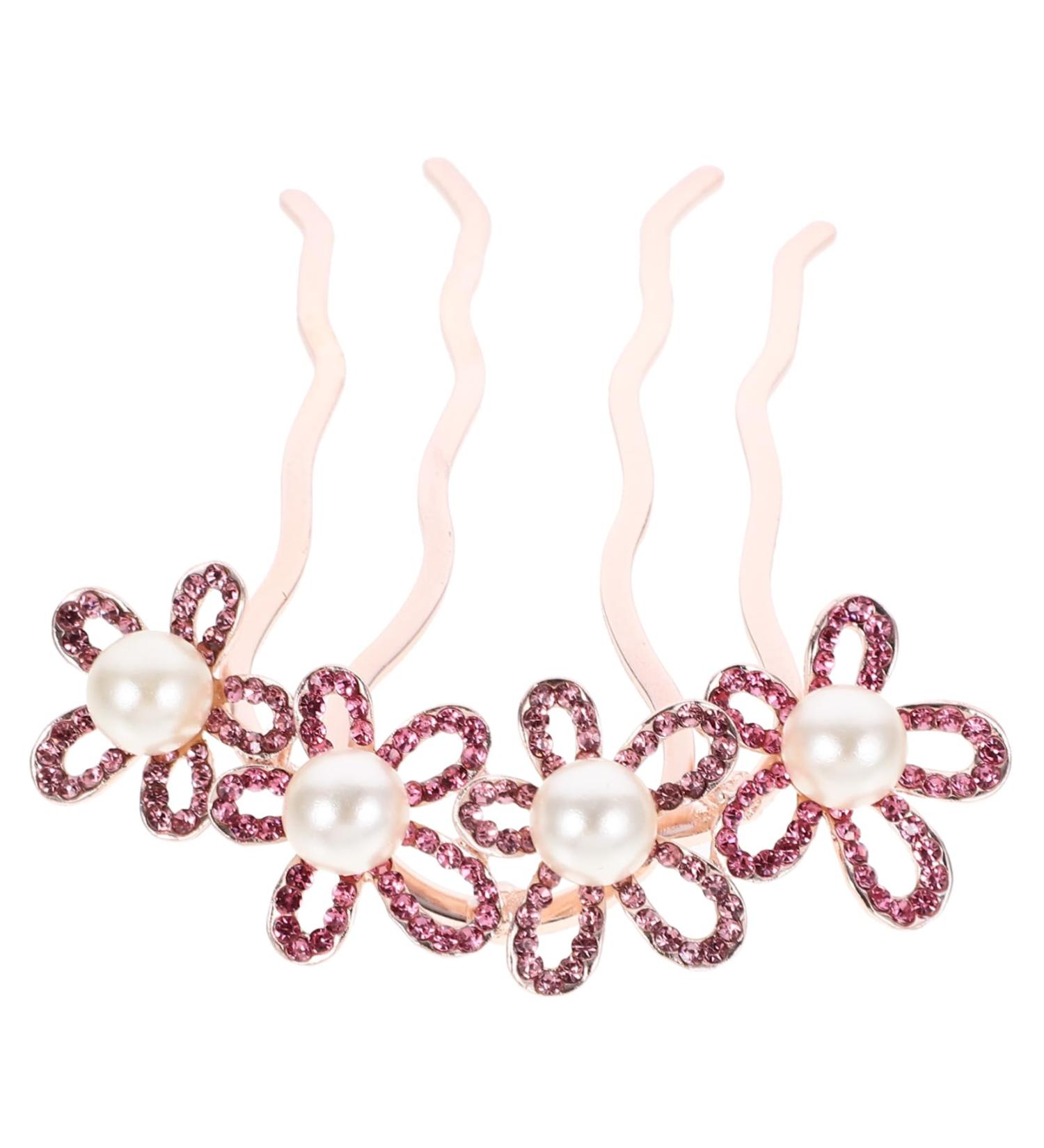 Angoily hair comb top clip alloy rhinestones pearl hair clip ponytail Korean version flowers flower pearl the flowers temperament comb Miss spring hair jewelry headgear large back of head - Buy Online on GoSupps.com