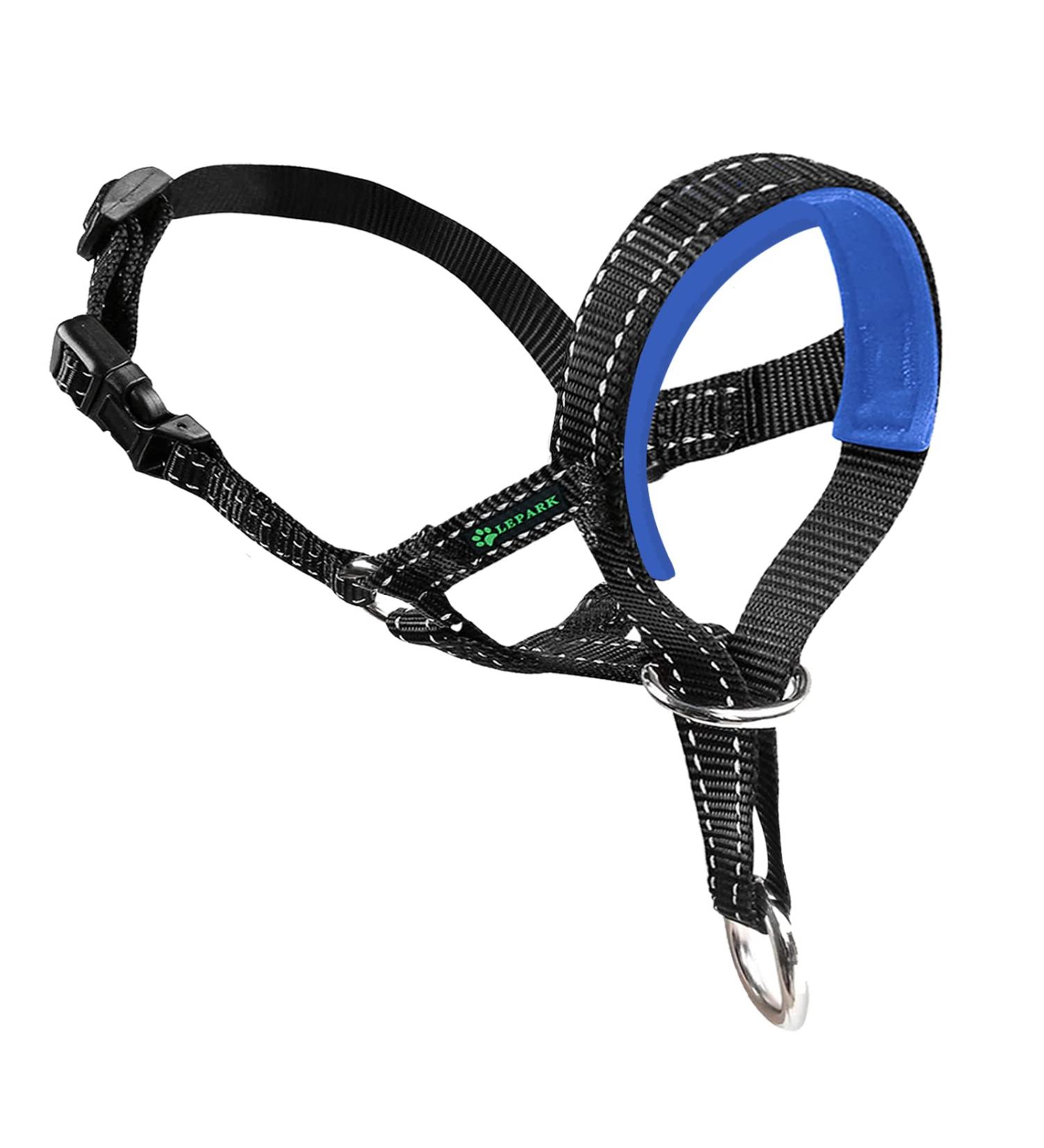 LEPARK Dog Halver with Reflective Seat Belt - Prevents Pulling Adjustable Dog Handlebars for Small to Large Dogs - Size M Medium Blue - Buy Online on GoSupps.com