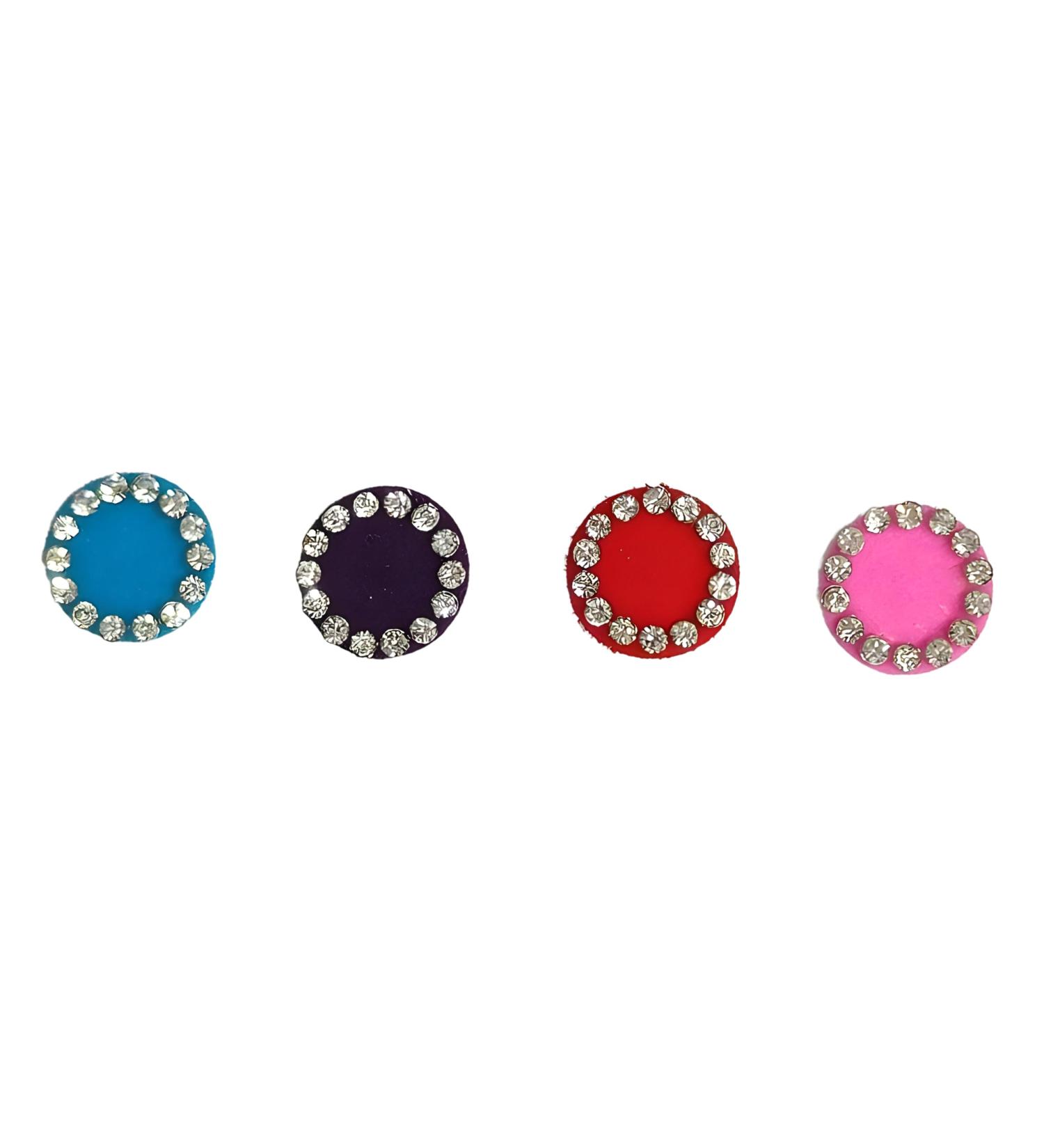 multi-color Beautiful Velvet Round Stone studded Bindi With Border bindi stickers Indian Bindi for women Face Jewels Small