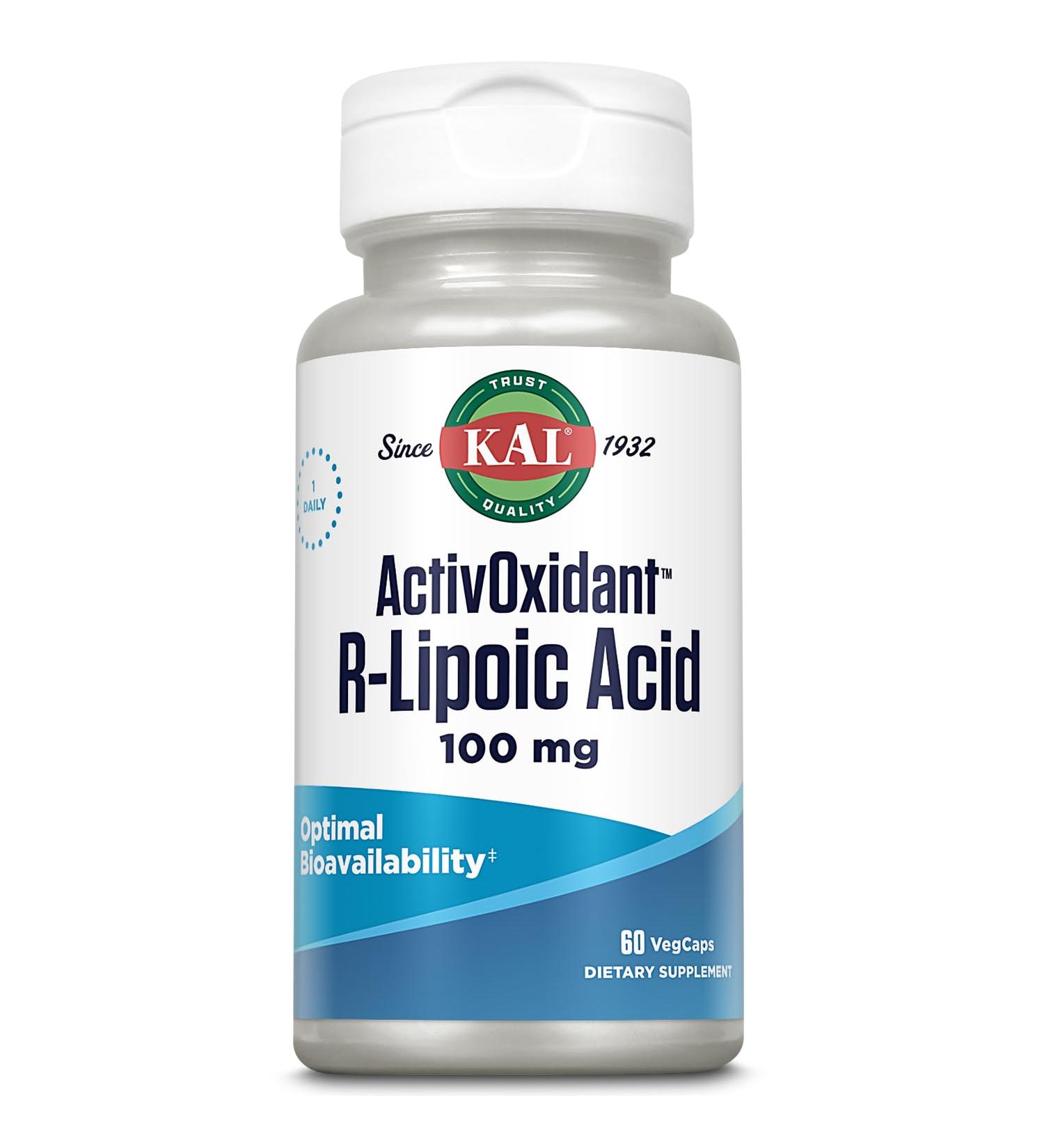 Kal Alpha Lipoic Acid 100mg - Vegan Gluten-Free Dietary Supplement | 60 Capsules for Energy Metabolism | Laboratory Tested | Non-GMO - Buy Online on GoSupps.com