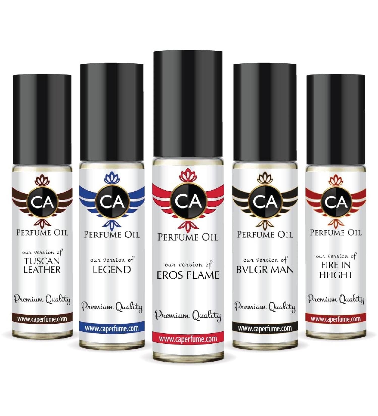 CA Perfume Best Fall Men Set Impression of (Eros Flame + Bvl. Man + Legend + Fire In Height + Tuscan Leather) Fragrance Body Oils Essential Sample Travel Size Roll-On (0.3 Fl Oz/10 ml) x5 - Buy Online on GoSupps.com