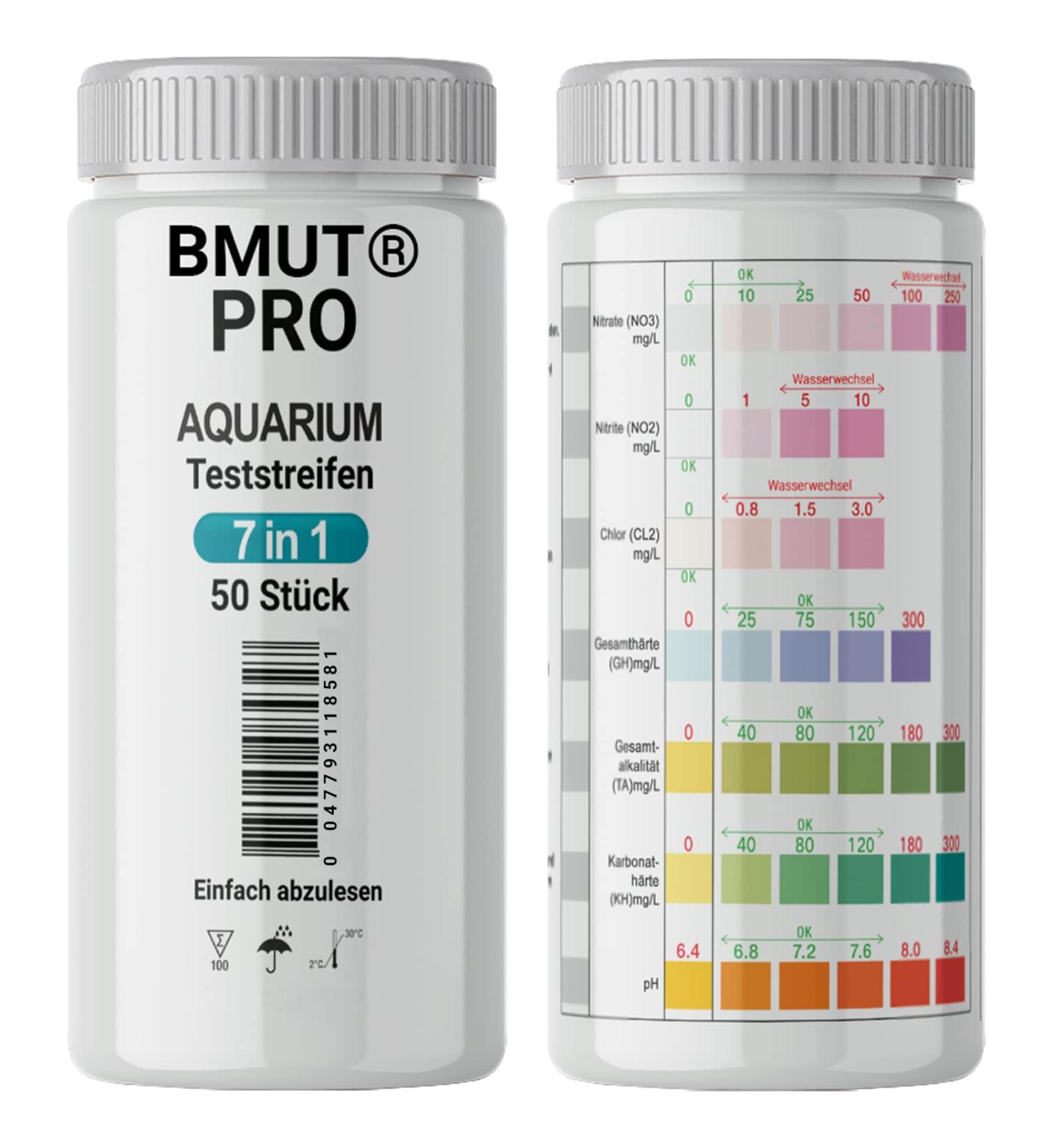 BMUT 100x 7-in-1 Aquarium Test Strips | Water Quality Tests for Pond & Fish - 2x50 Pack - Buy Online on GoSupps.com