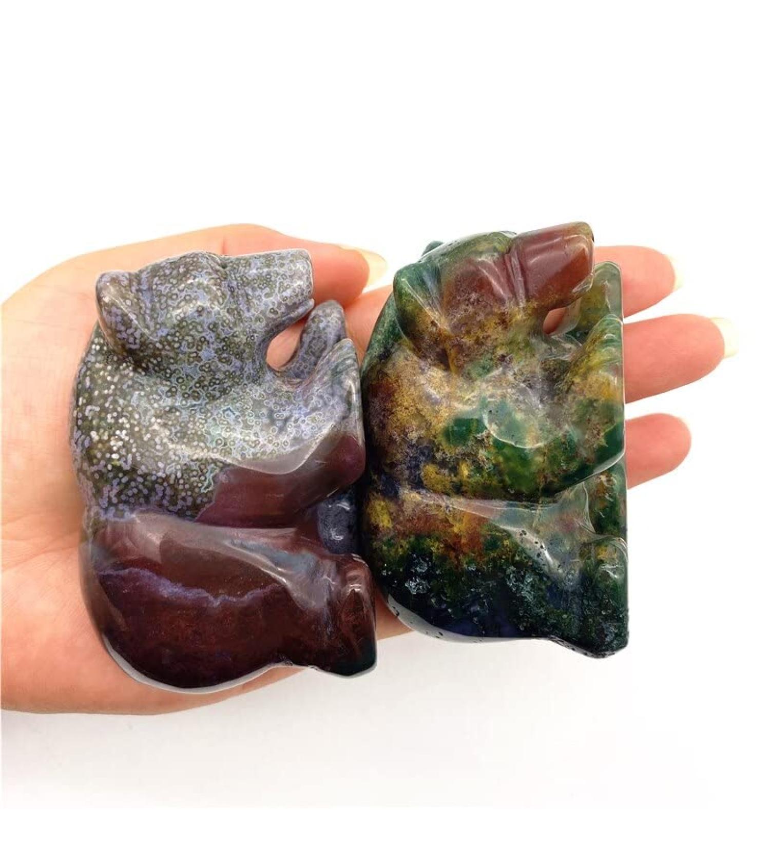 1pc Natural Ocean Jasper Bear Crystal Stone Hand Carved Figure Bears Animals Decor Crystal Reiki Natural Quartz Crystals Home Goods - Buy Online on GoSupps.com