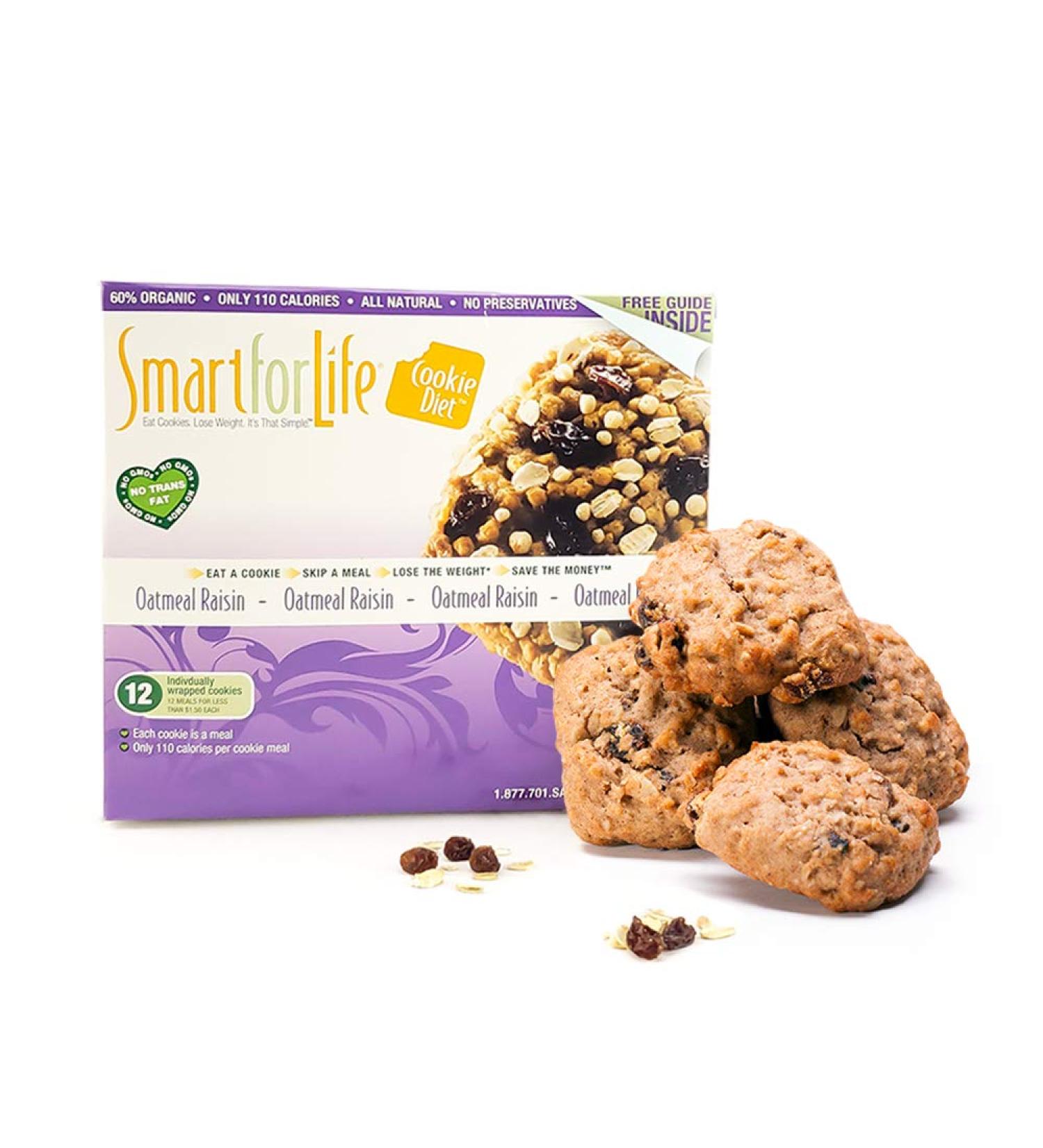 SMART FOR LIFE Oatmeal Raisin Protein Cookies - 12 Count - High Protein Meal Replacement Snack with Low Sugar & Calories - Super High Fiber - On-the-Go Protein Snack - Buy Online on GoSupps.com
