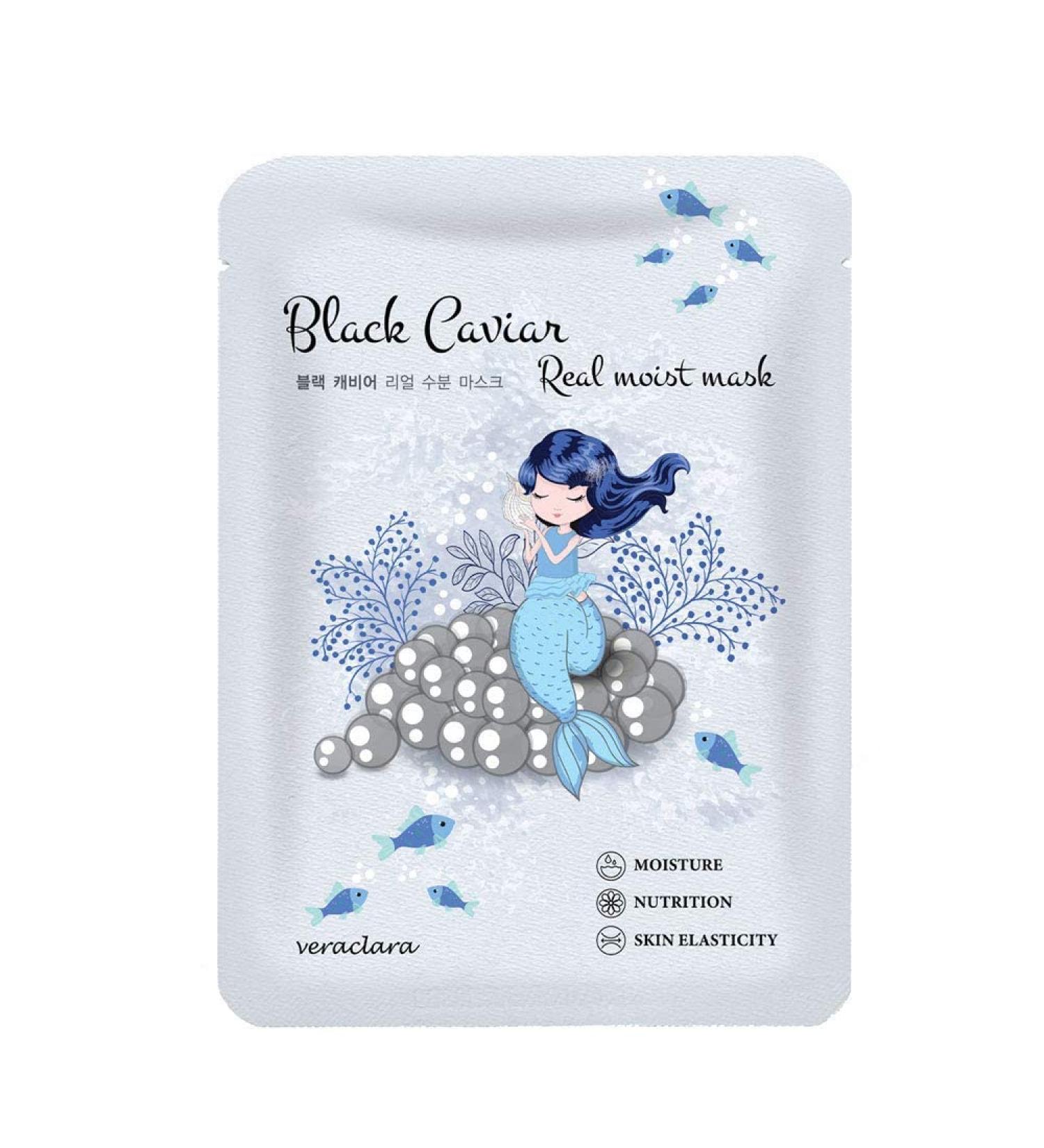 Veraclara Real Moist Facial Mask (16 Pack) - Korean Skincare for Dark Spots Moisturizing & Firming with Black Caviar - Buy Online on GoSupps.com