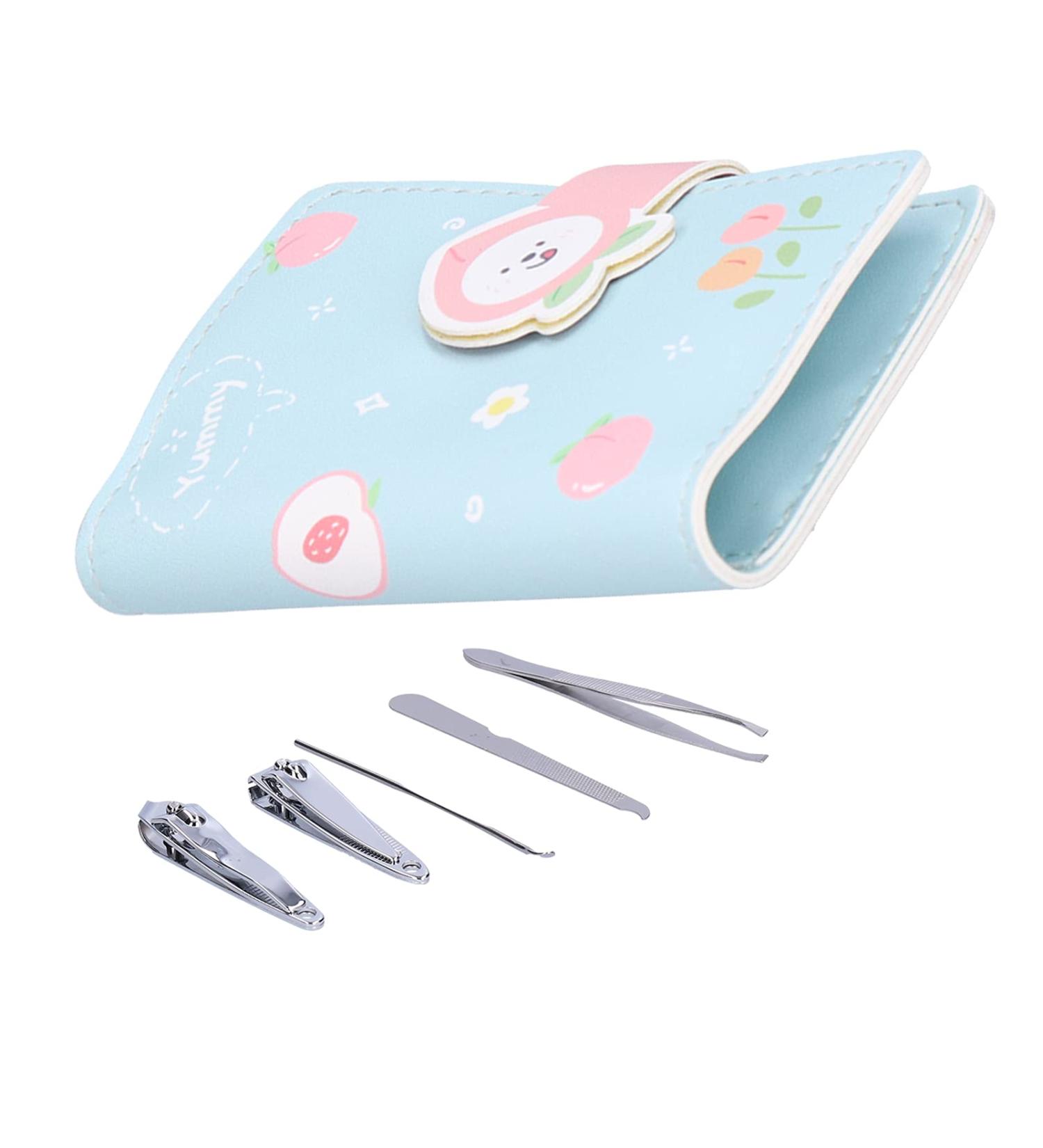 Nail Care Kit for Girls Student-friendly Manicure Set with Cute Cartoon Clippers and Scissors Utensil Tools Includes Essential Shower Squeegees (3418A Fruit Button-Peach) - Buy Online on GoSupps.com