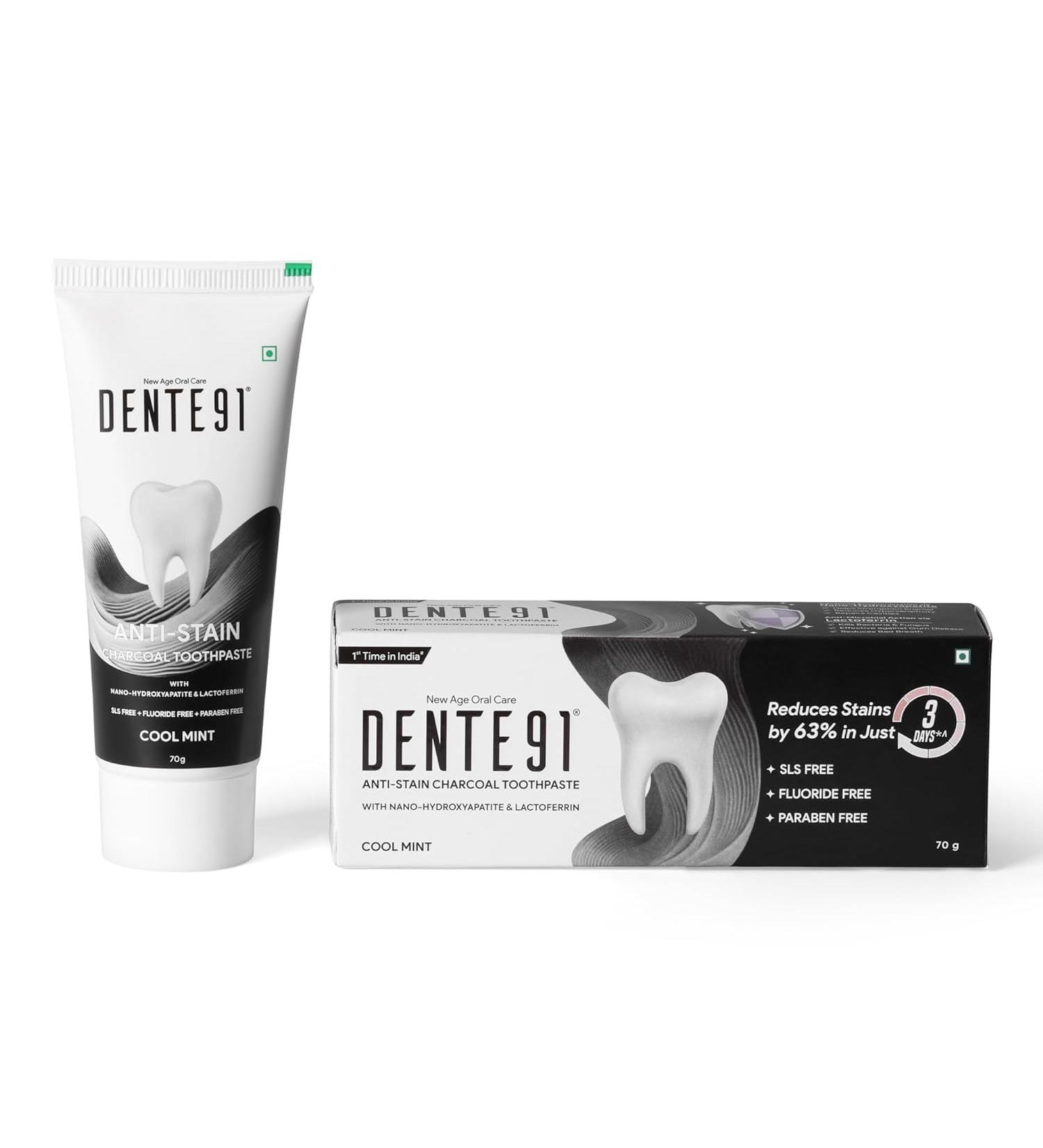 Charcoal Toothpaste for Stain Removal & Whitening | 63% Stain Reduction | Enamel Protection | 80% Whiter Teeth in 3 Days - 70g - Buy Online on GoSupps.com