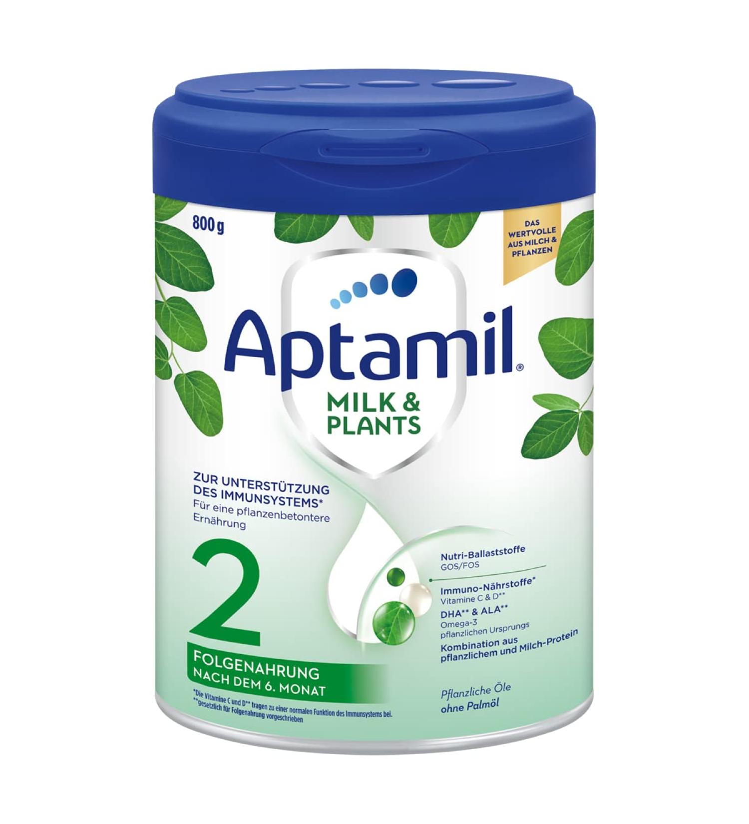 Aptamil Milk & Plants 2 - Follow-On Formula for 6+ Months | Omega 3 DHA & ALA | Palm Oil-Free Baby Milk Powder 800g - Buy Online on GoSupps.com