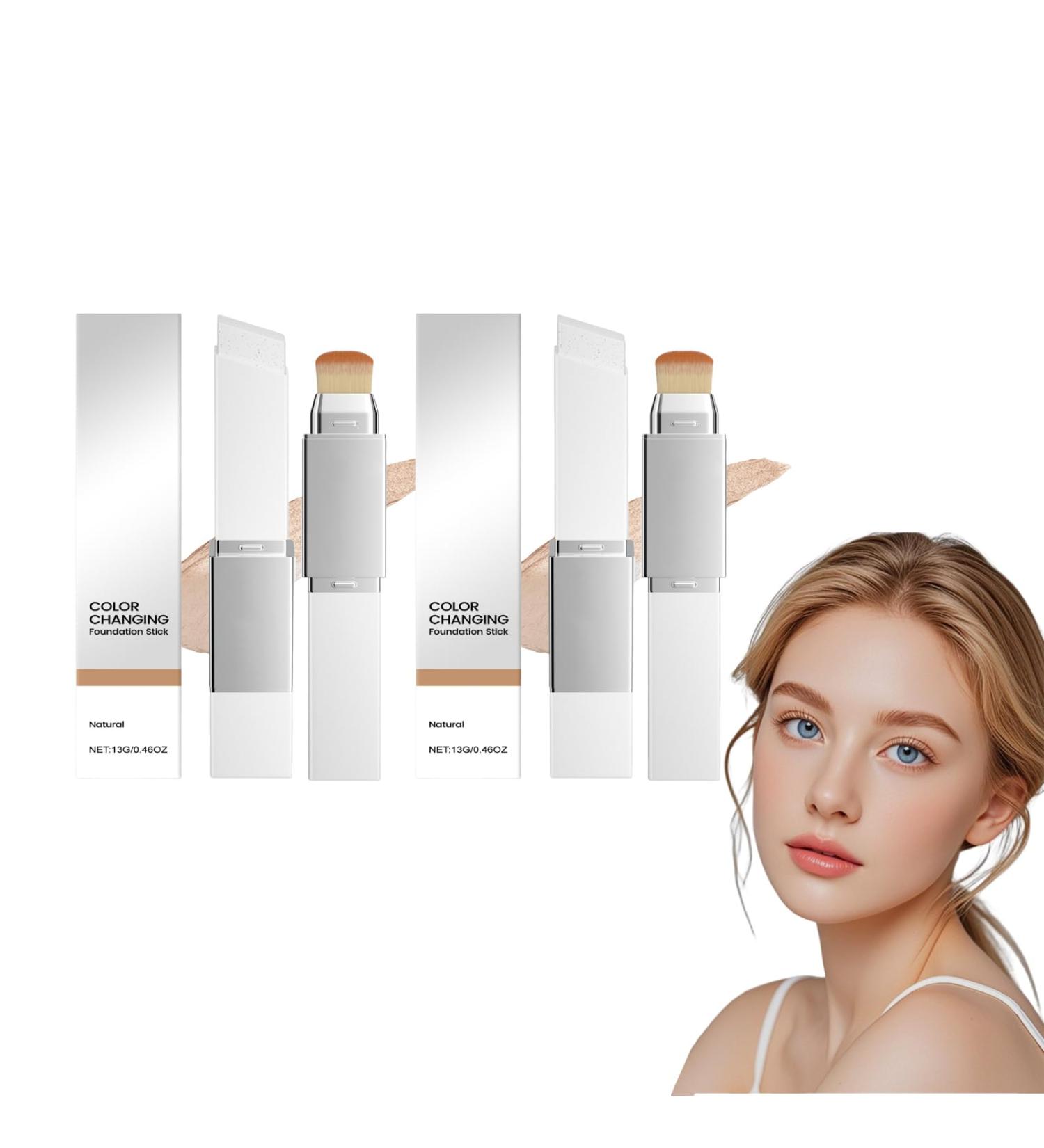 VKaoess Foundation stick with color change and brush 2in1 adaptive foundation and concealer stick Full to medium coverage for all skin types Longlasting makeup with brush head 2 pieces - Buy Online on GoSupps.com