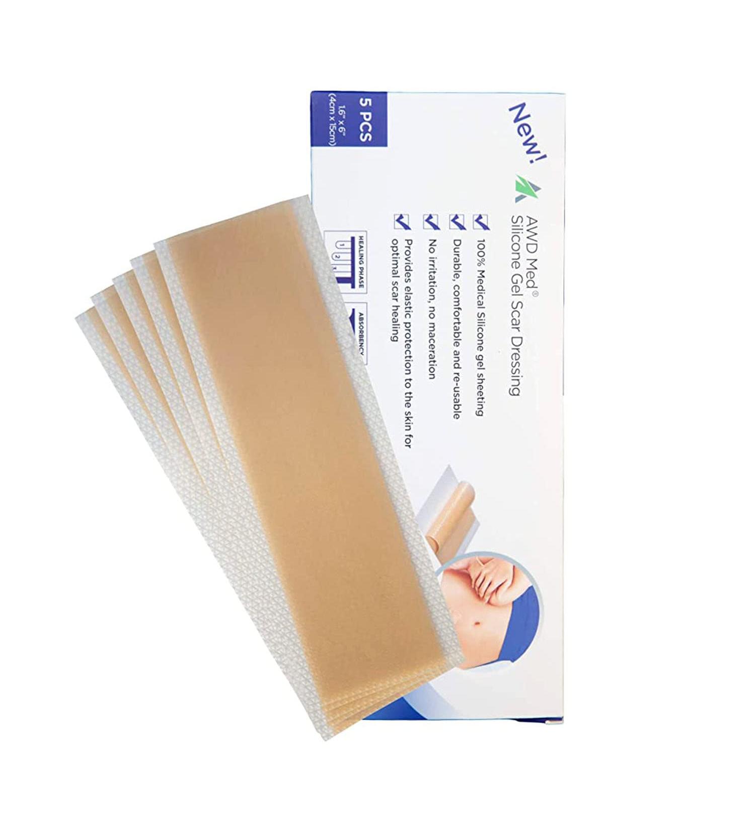 AWD Silicone Scar Sheets for Effective Scar Removal | Surgical C Section Keloid Tummy Tuck Tape - 5 Pcs 1.6 x 6 Nude - Must-Have Skin Patches - Buy Online on GoSupps.com