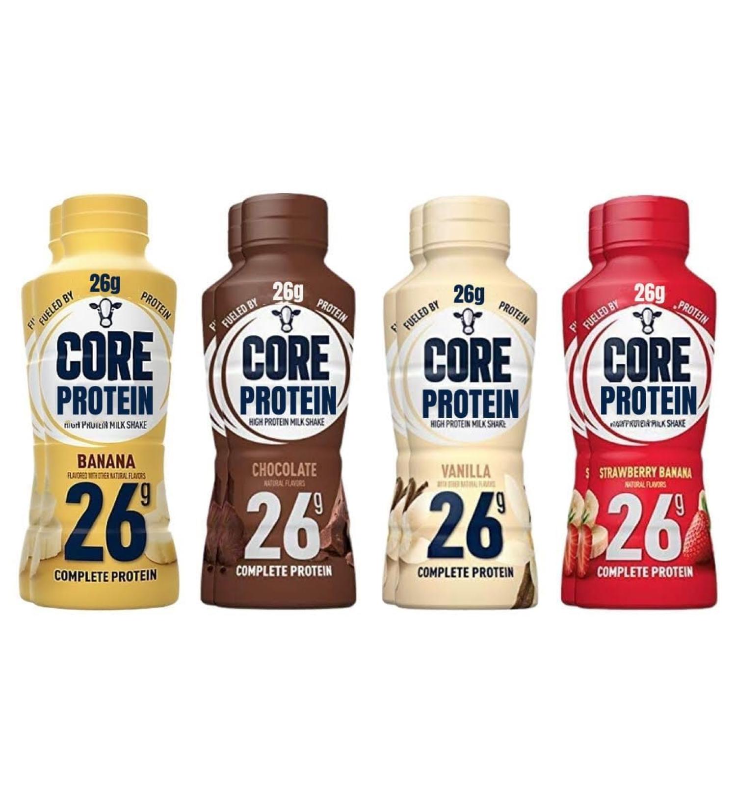 Generic Core Protein Fairlfe 26g Protein Shakes Liquid Ready To Drink for Workout Recovery 4 Flavor Variety (8 Pack)