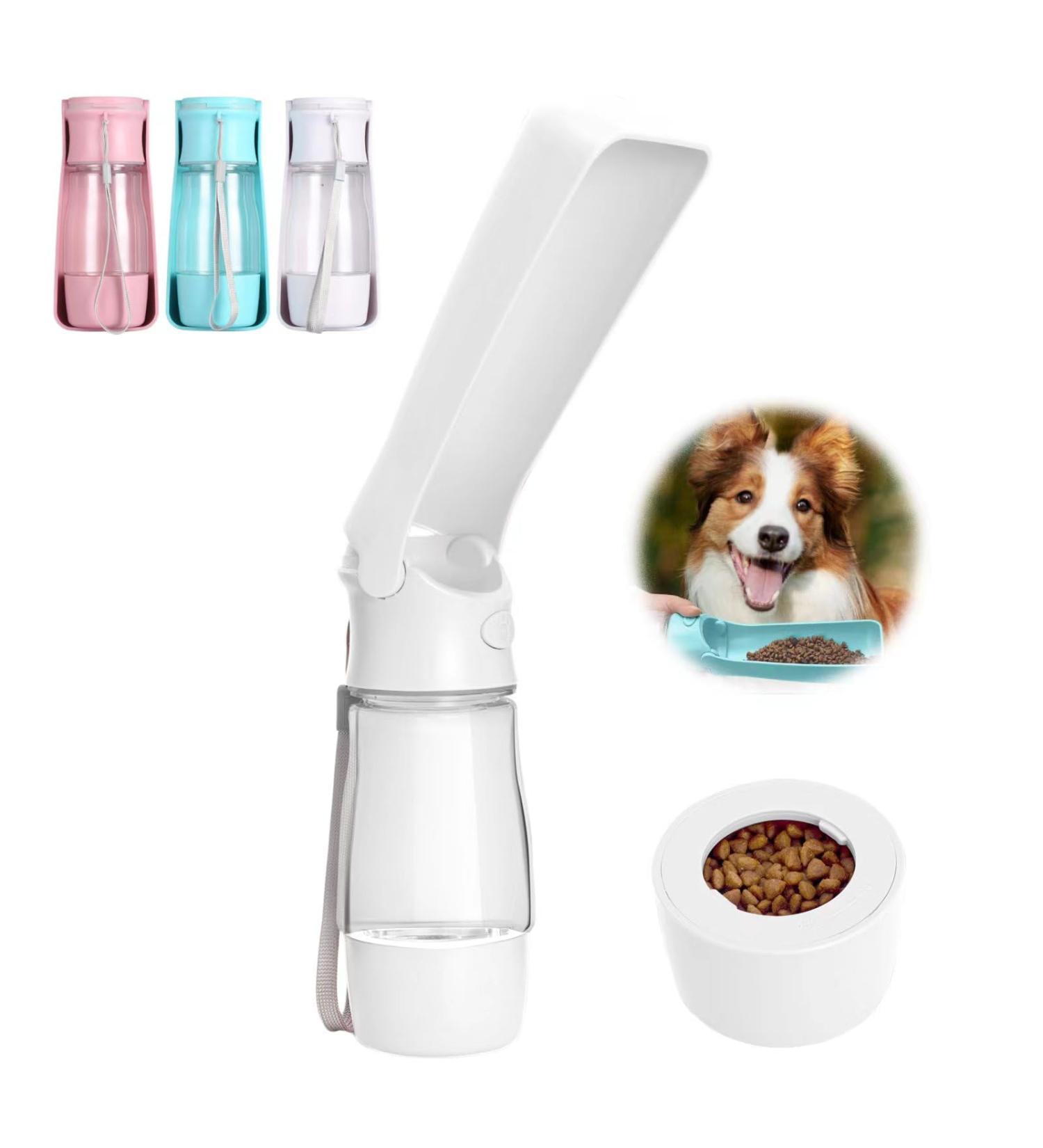 Portable Dog Water Bottle & Food Container | Leak-Proof Travel Feeder for Pets - Compact & Lightweight (Pink/Blue) - Buy Online on GoSupps.com