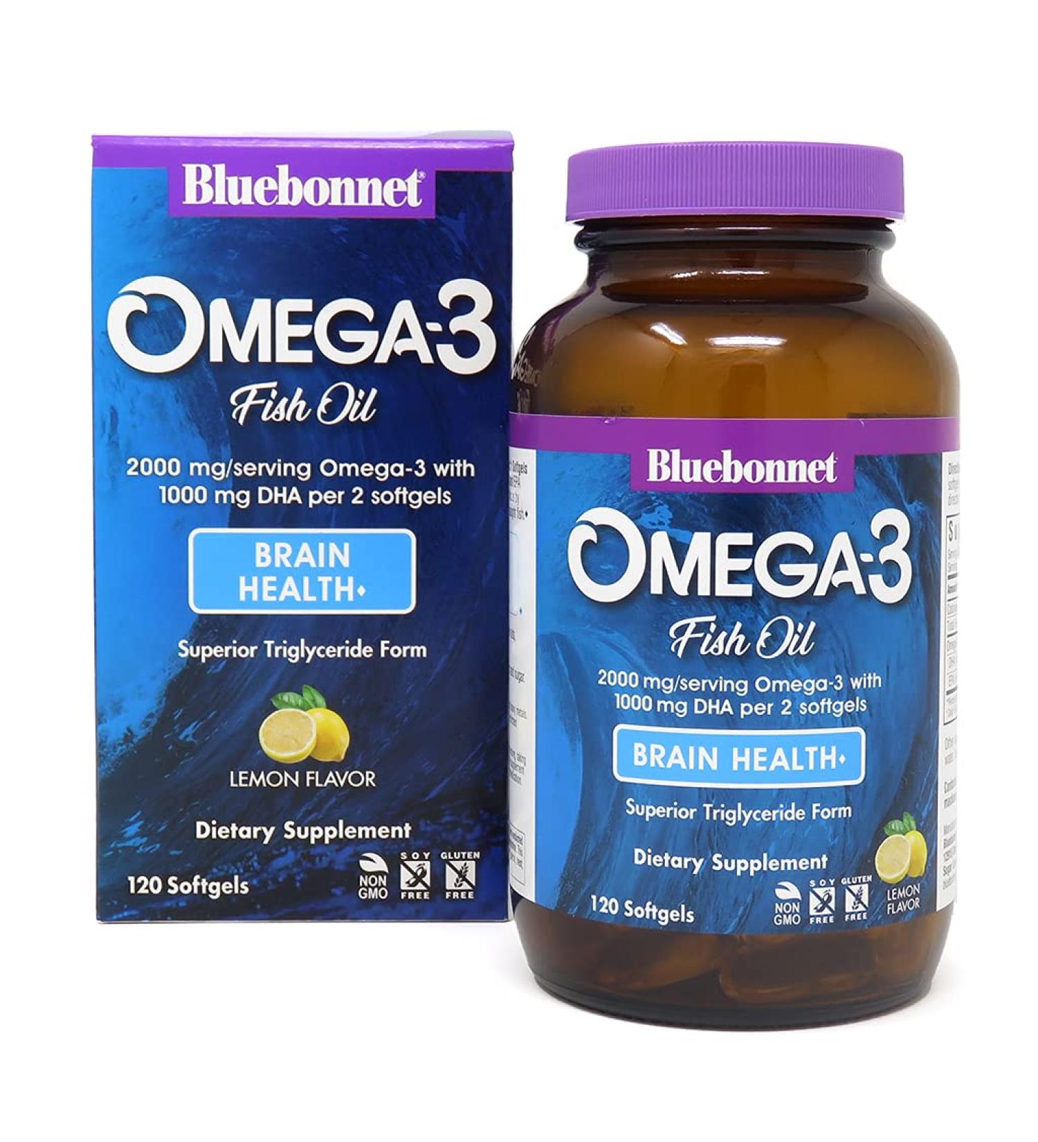 Buy Bluebonnet Nutrition Natural Omega-3 Brain Formula - 120 Softgels for Optimal Cognitive Health - Buy Online on GoSupps.com