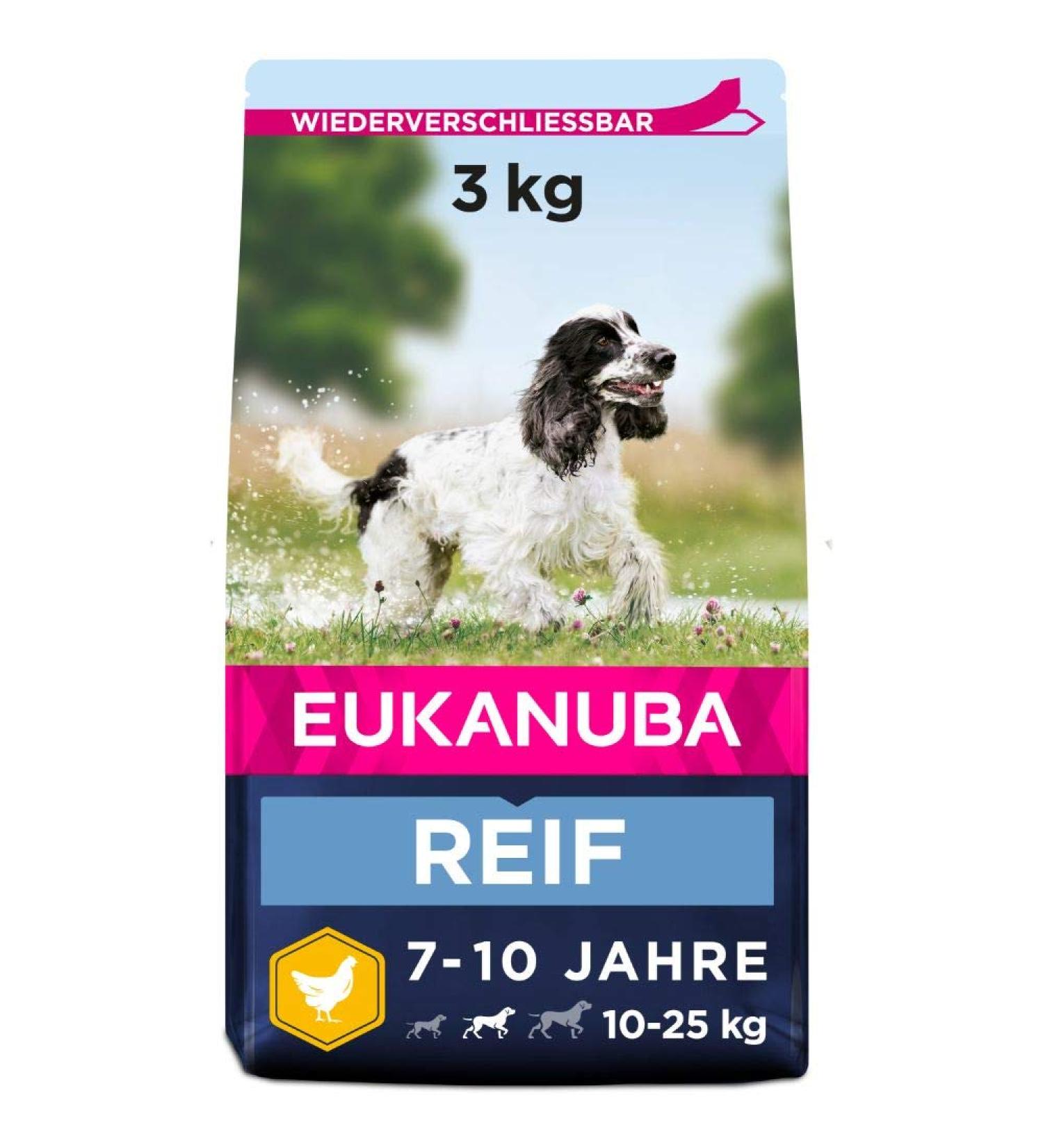 Eukanuba Premium Dry Dog Food for Medium Breeds | Fresh Chicken for Mature Dogs | 3kg Pack - Buy Online on GoSupps.com