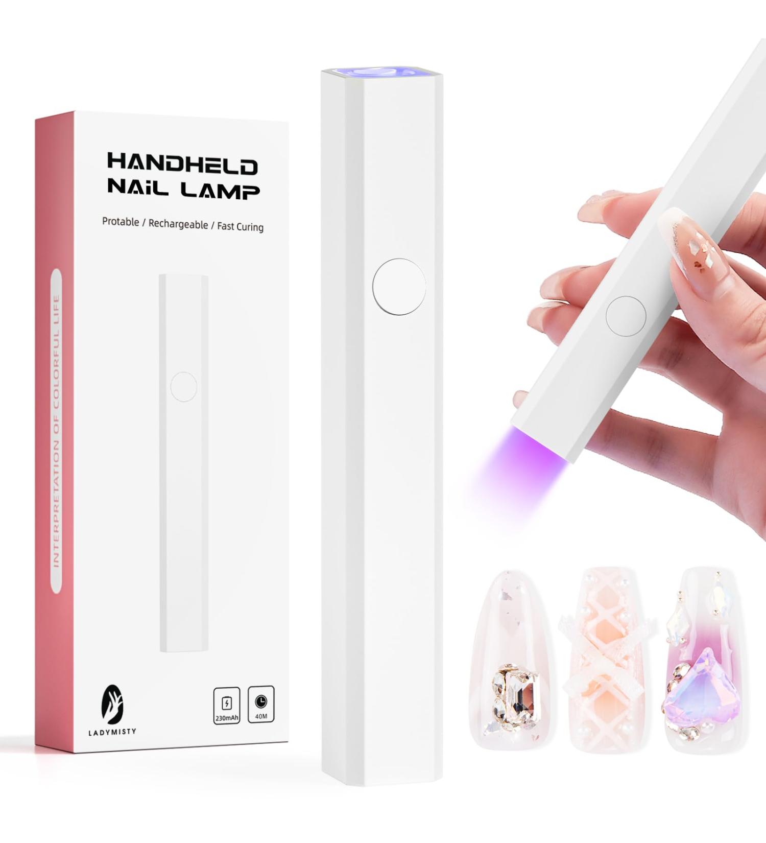 Handheld UV Light for Gel Nails | Mini Portable UV LED Nail Dryer | Cordless Rechargeable Nail Curing Lamp for DIY Manicure - Buy Online on GoSupps.com