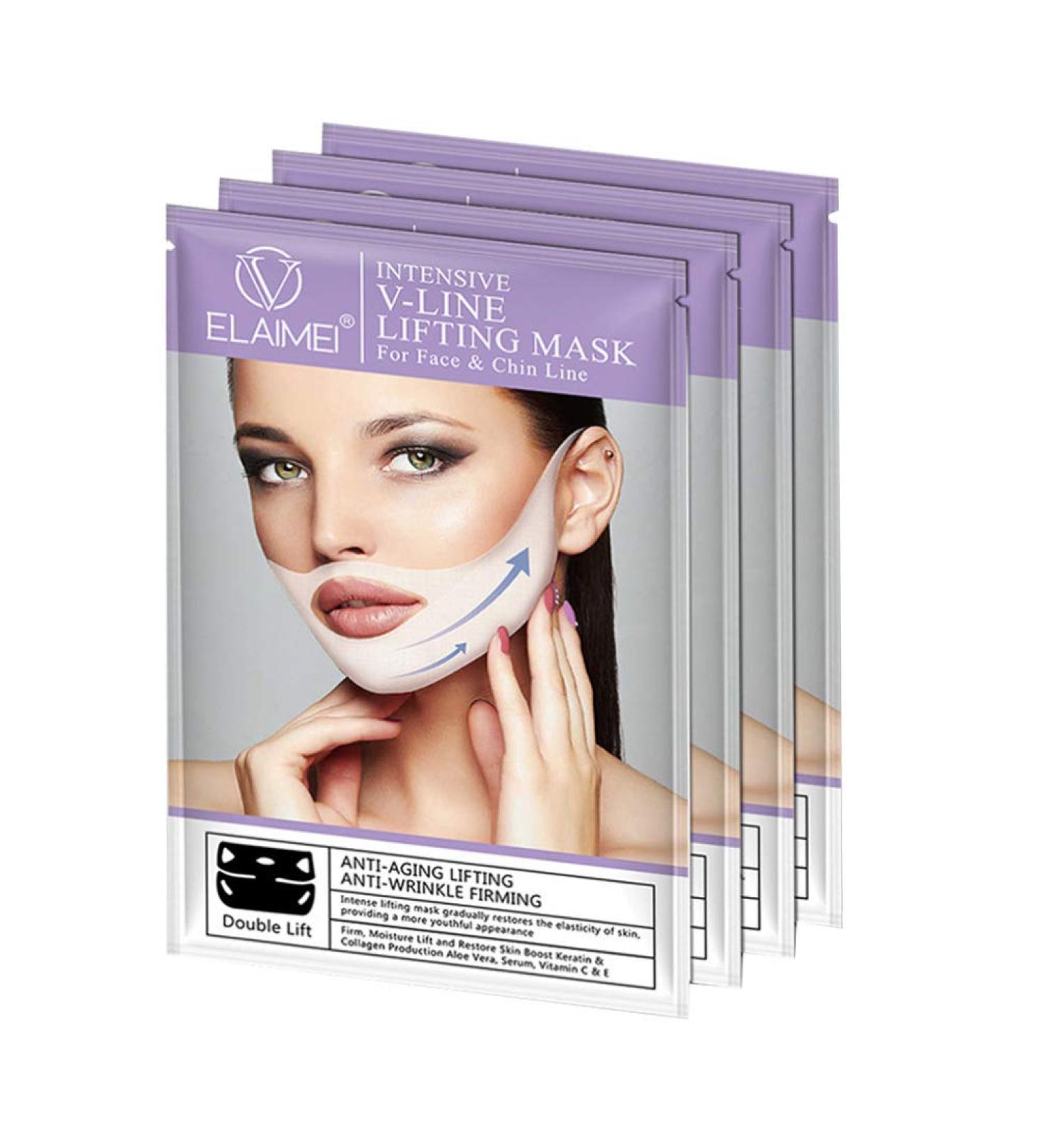 Milists 4-Piece V-Line Face Mask Set | Moisturizing Collagen Chin Mask & Double Chin Reducer | Slimming V-Shaped Facial Lifting Belt - Buy Online on GoSupps.com
