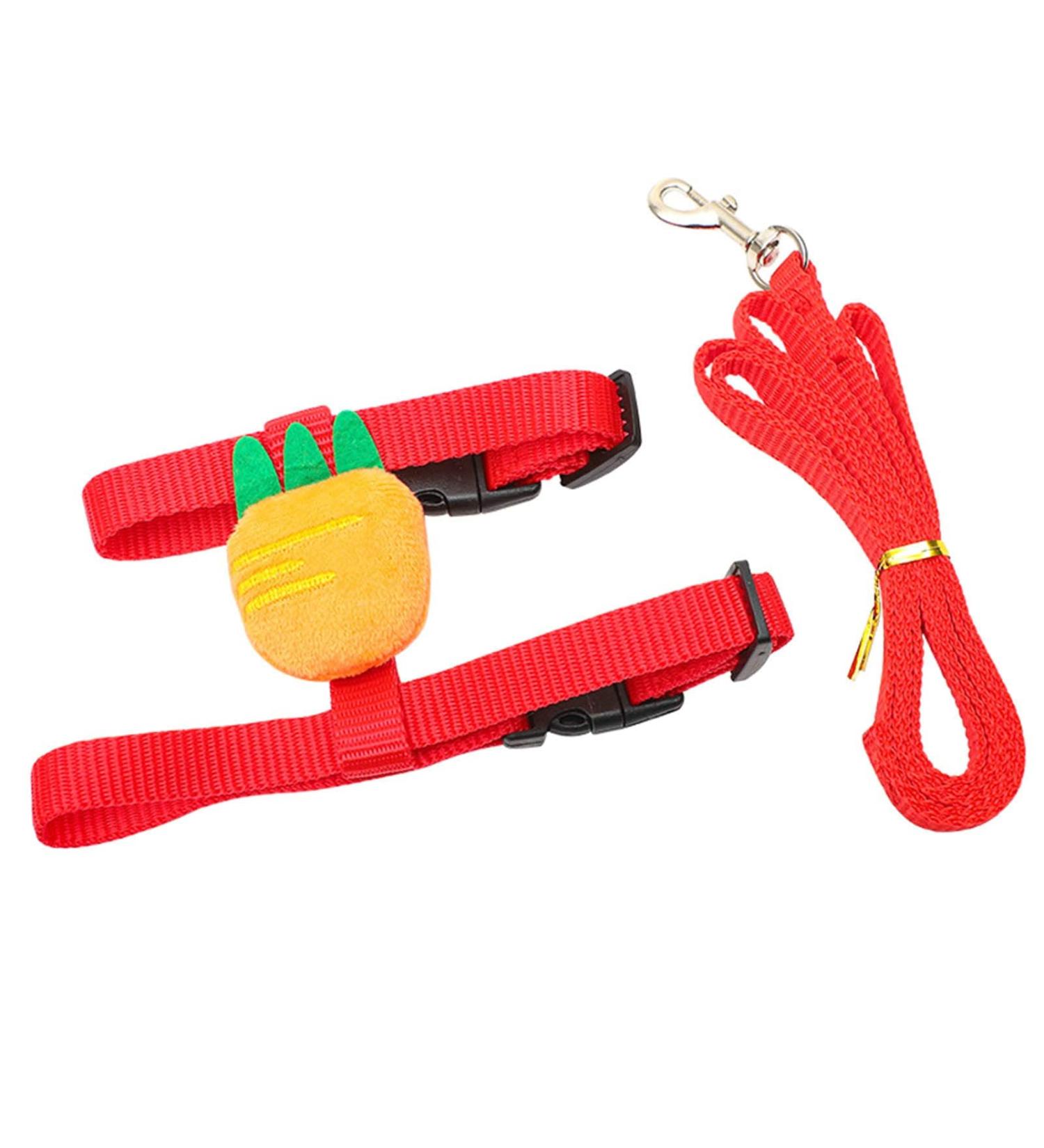 Luojuny rabbit traction line firm towing adjustable pineapple doll pet cat rabbit chest strap traction rope kit pet requirement red S S red