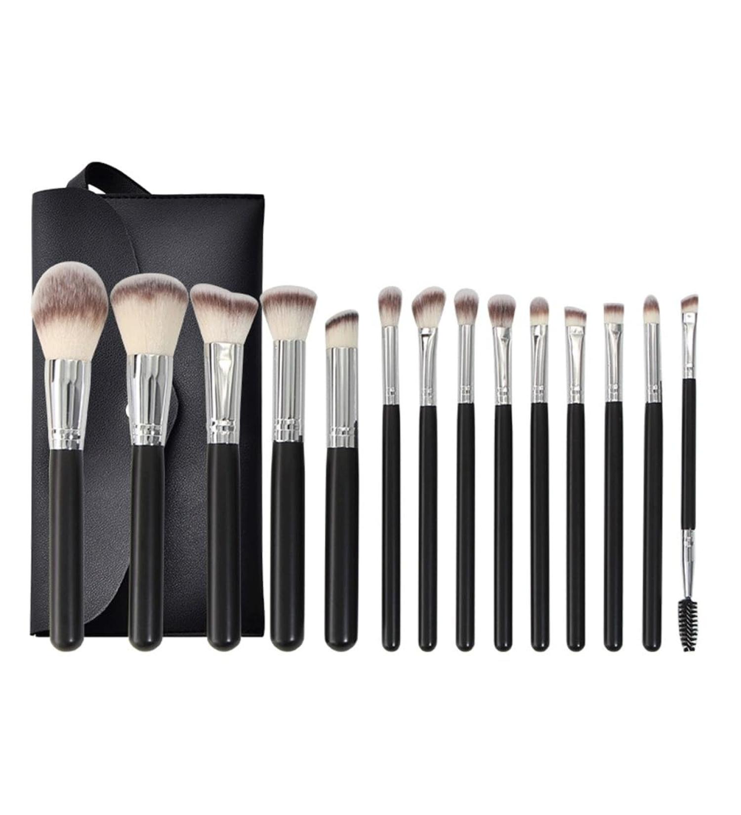 14-Piece Black Makeup Brush Set | Complete Beauty Tools for Loose Powder & High Gloss Eye Shadow - Buy Online on GoSupps.com