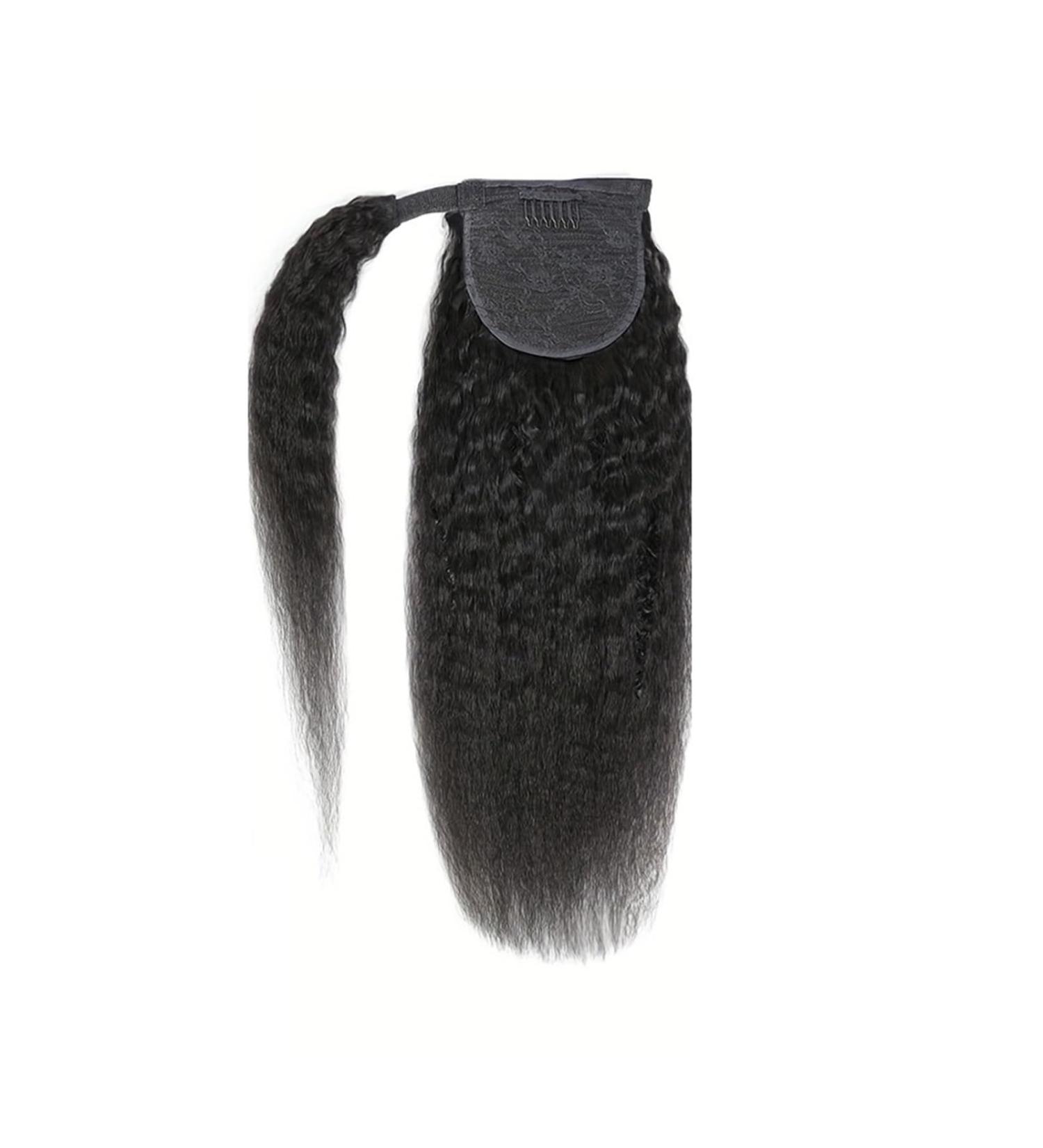 Hair Piece Kinky Straight Ponytail Human Hair Straight Ponytail Extension For Women 10-30In Magic Paste Wrap Around Ponytail Hair For Women(26inches) - Buy Online on GoSupps.com