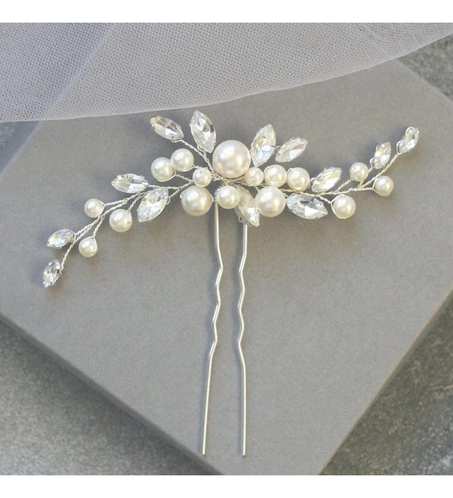 Jakawin Pearl Bride Wedding Hair Pins - Rhinestone Crystal Headpiece for Women - Bridal Hair Accessories HP179 - Buy Online on GoSupps.com