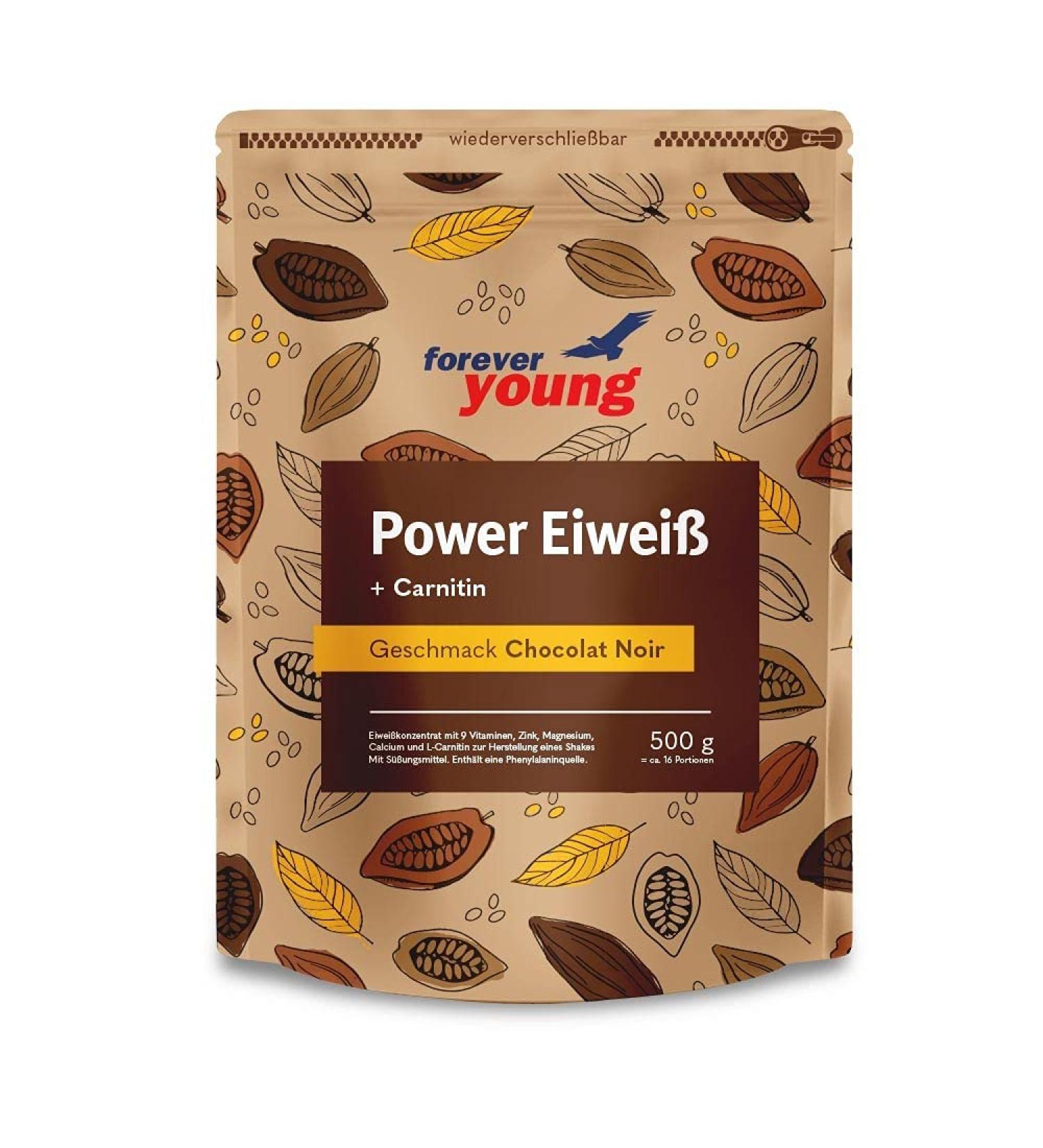 Forever Young Power Protein + Carnitine 500g bag Chocolate (Chocolat Noir)
