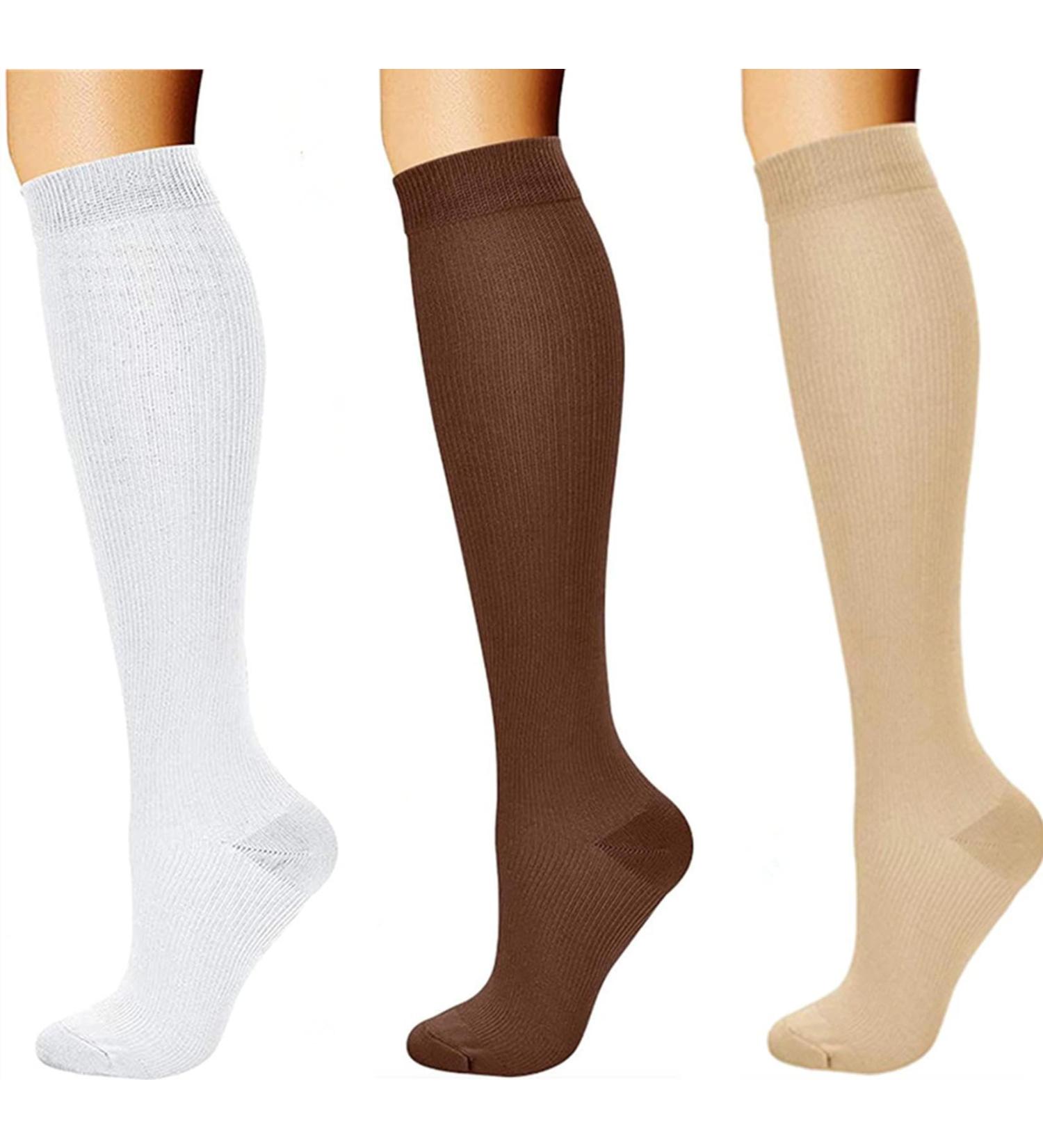 Yaxinshi 3 Travel Socks - Compression Knee Support Stockings for Women - Ideal for Running Sports Flight & Nursing - Multicolored 35-39 - Buy Online on GoSupps.com