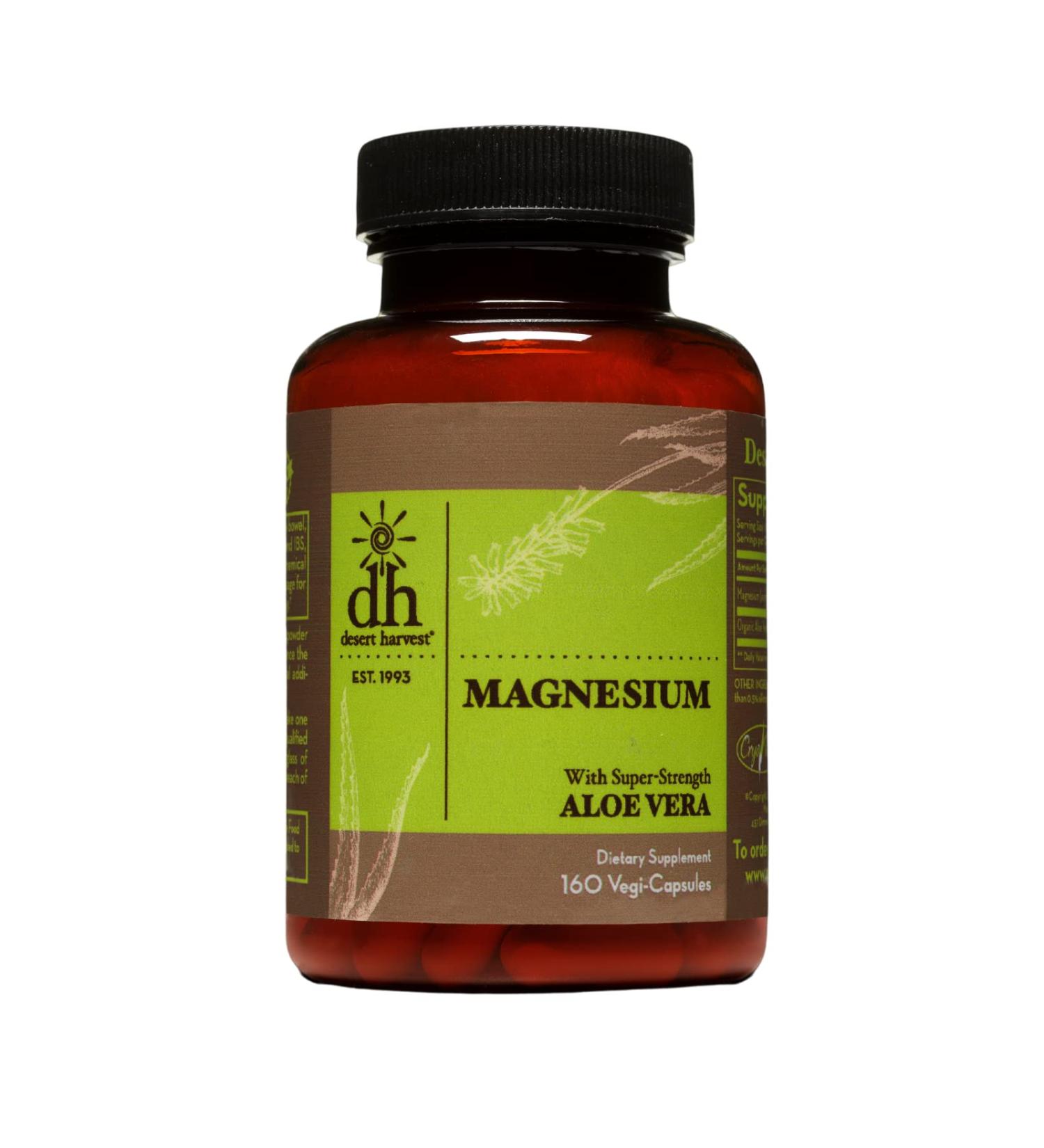 Desert Harvest Magnesium Oxide Supplement with Aloe Vera - 160 Capsules - Buy Online on GoSupps.com