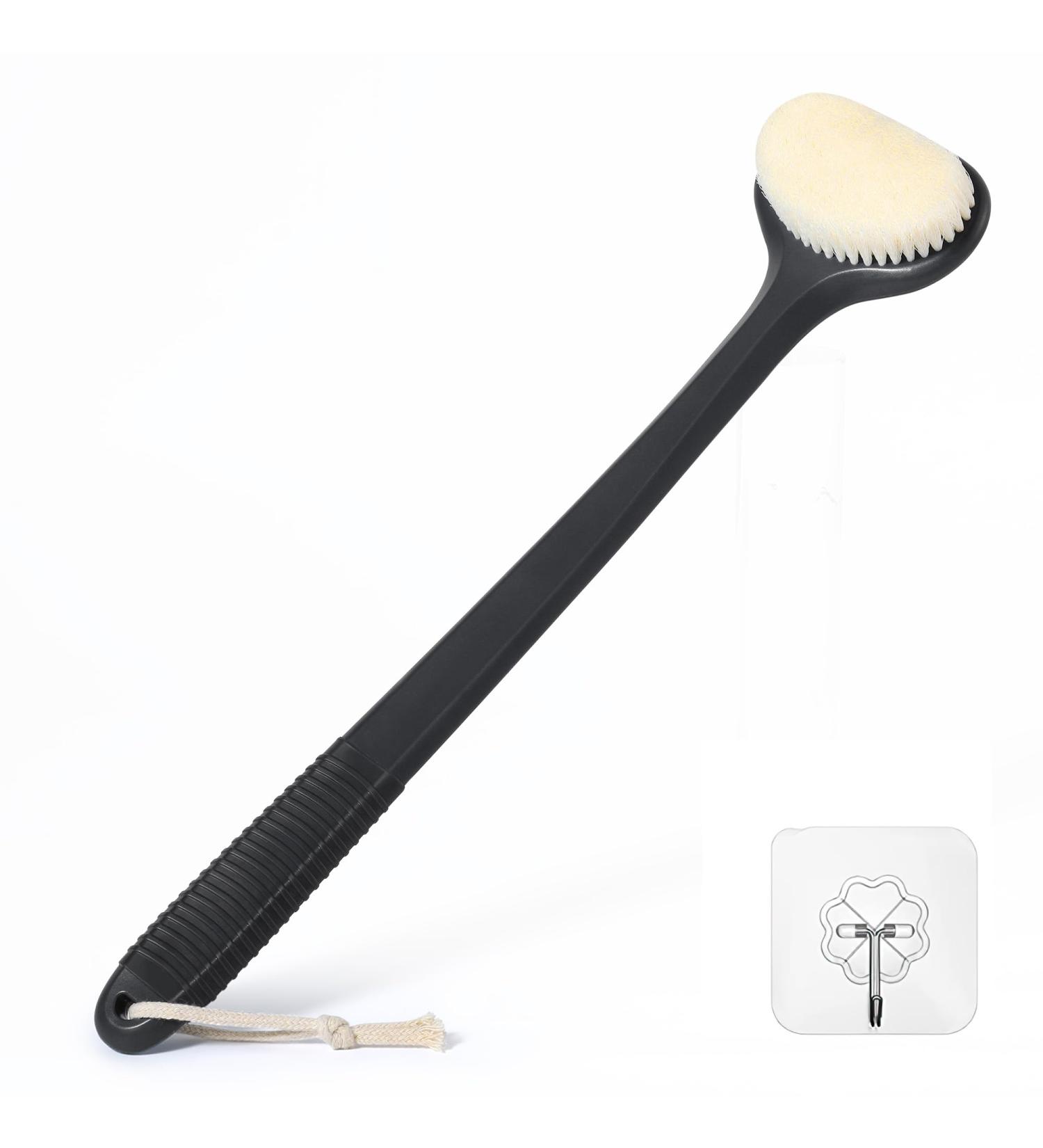 Back Body Scrubber Brush for Shower Peeling - 43cm Non-Slip Handle for All | Ideal for Men & Women - Buy Online on GoSupps.com