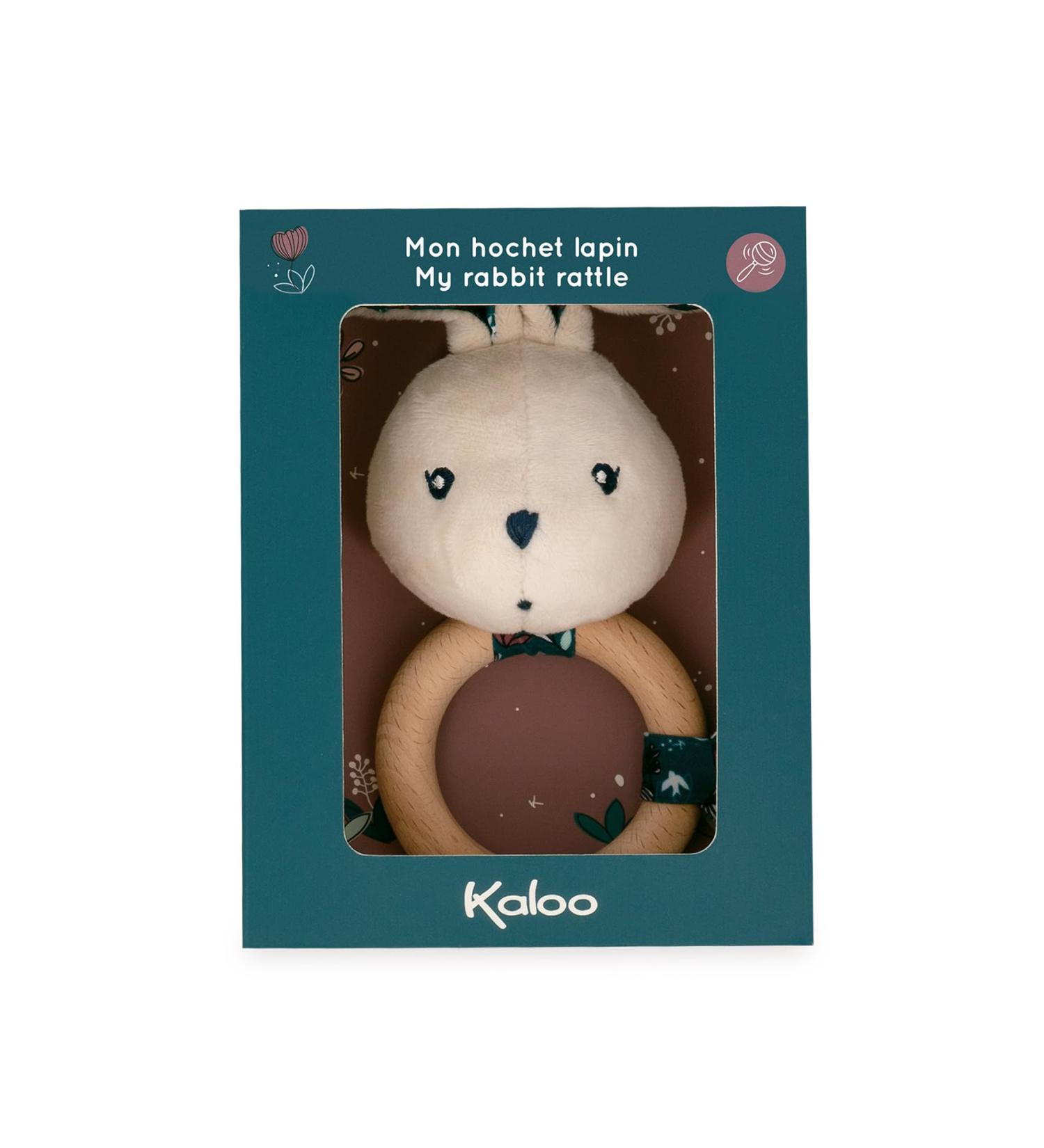 Kaloo KDoux Baby Bite Ring - FSC Wood Plush Rabbit with Bell - Sensory Development Toy for Infants - Nature Motif - K216000 White - Buy Online on GoSupps.com