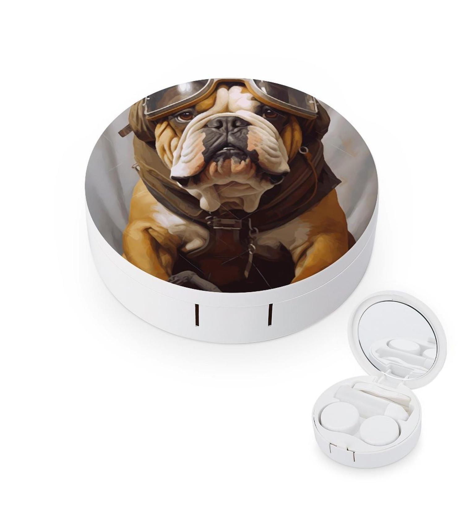French Bulldog Contact Lens Travel Kit - Portable & Cute Contact Lens Box with Mirror for Outdoor Use - Buy Online on GoSupps.com