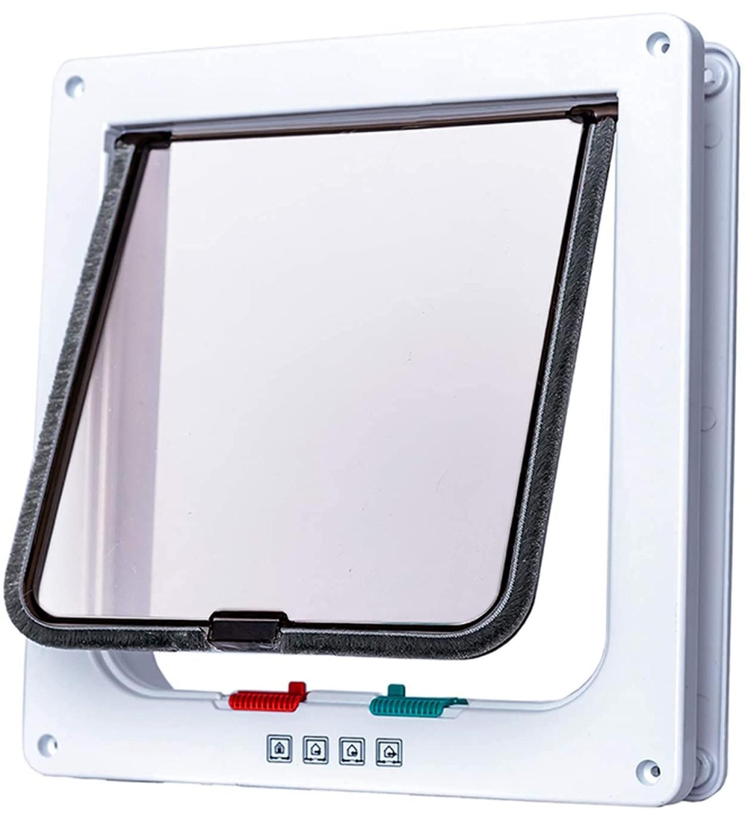 Lucky Treyvon Large Cat Door - 4 Way Locking Cat Flap for Interior/Exterior - Pet Door for Adult Cats & Small Dogs - Buy Online on GoSupps.com